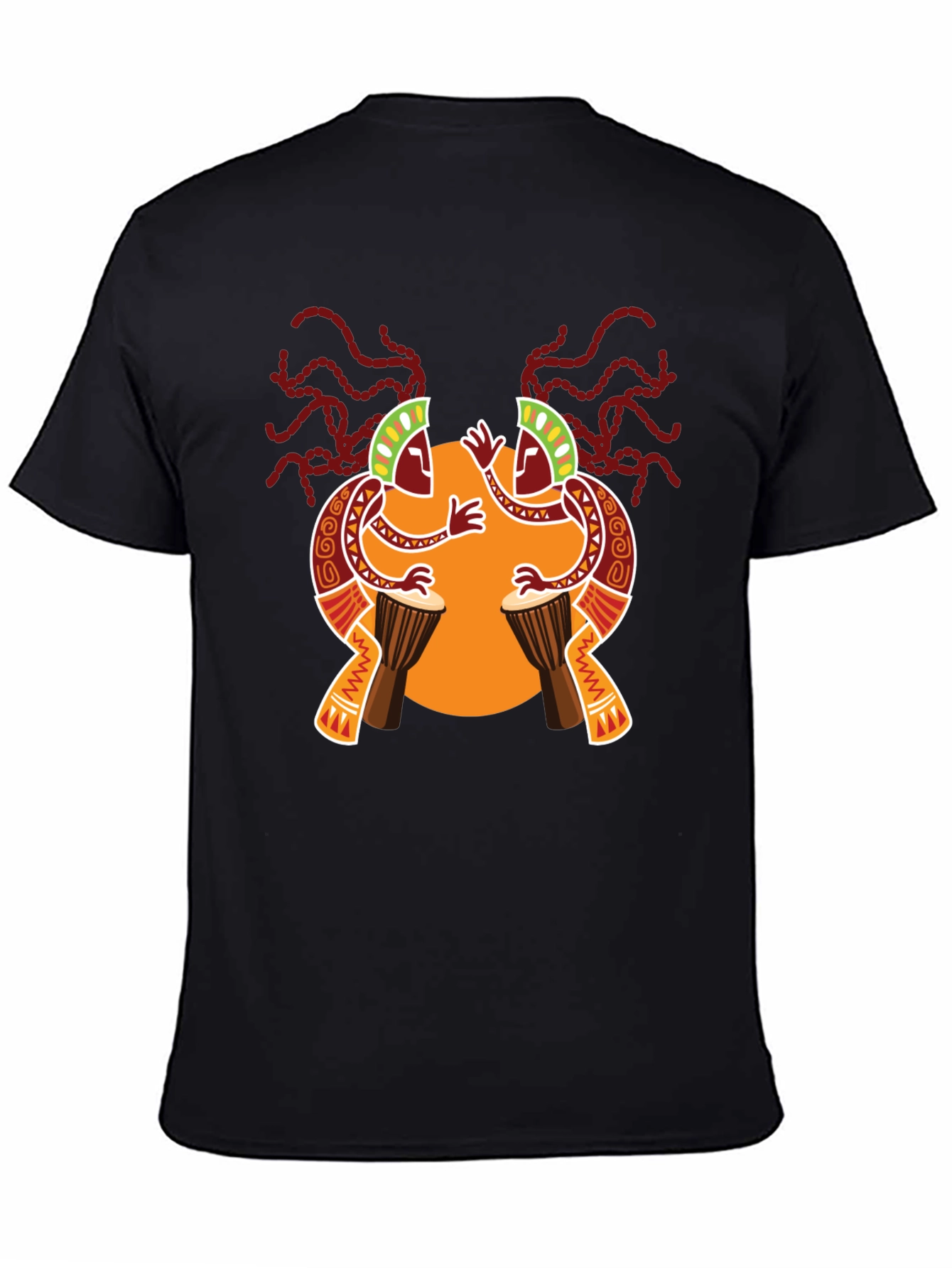 Ethnic Drum Circle Black Graphic Tee
