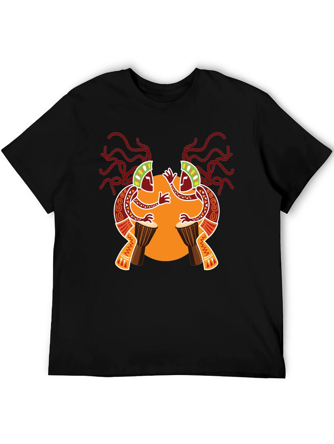 Ethnic Drum Circle Black Graphic Tee