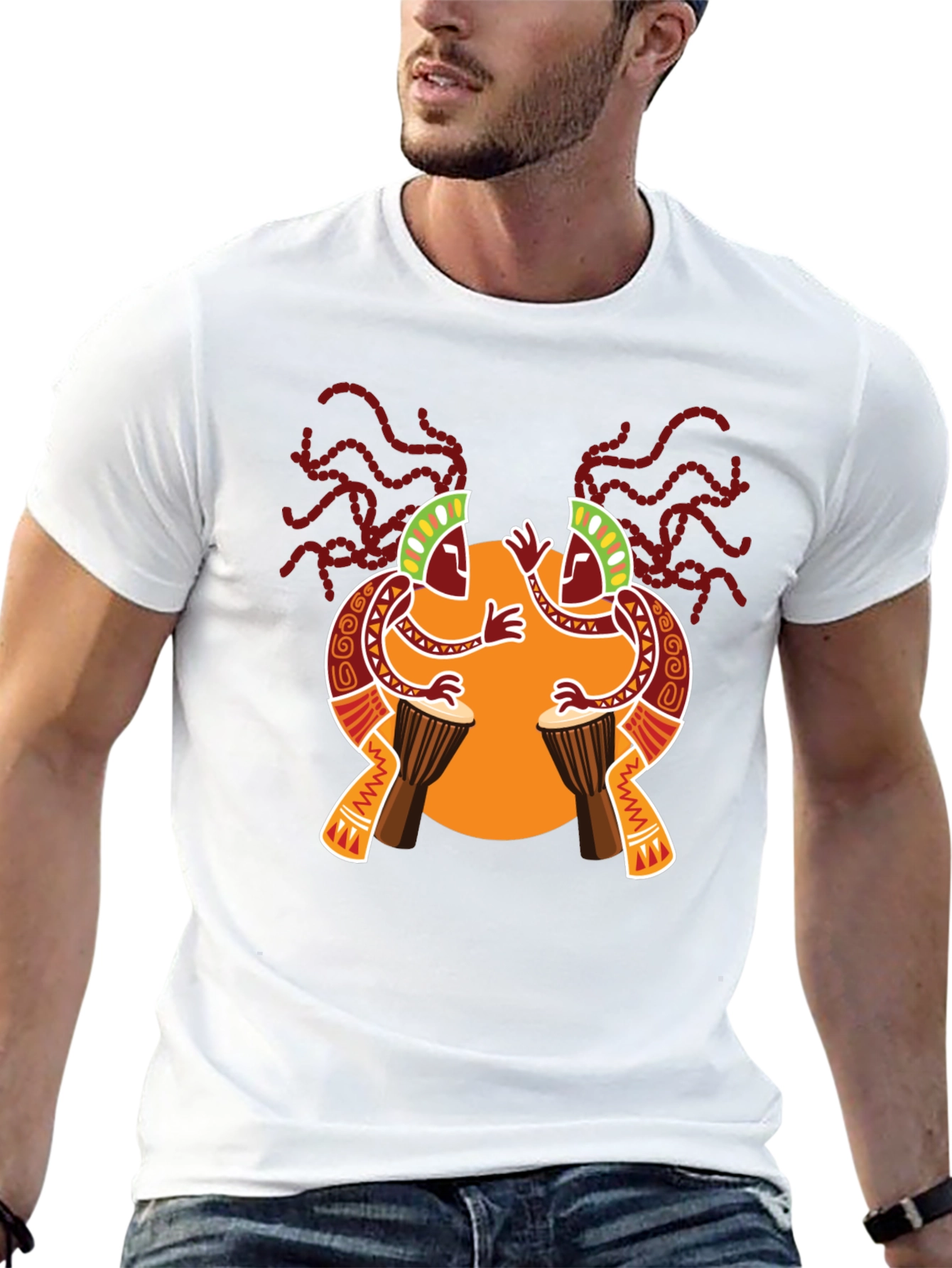 Ethnic Drum Circle Black Graphic Tee