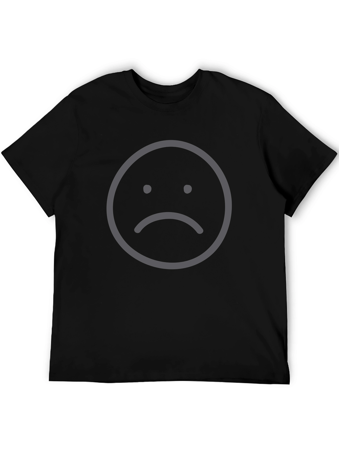 Sad Face Graphic Black T-Shirt - Express Yourself!