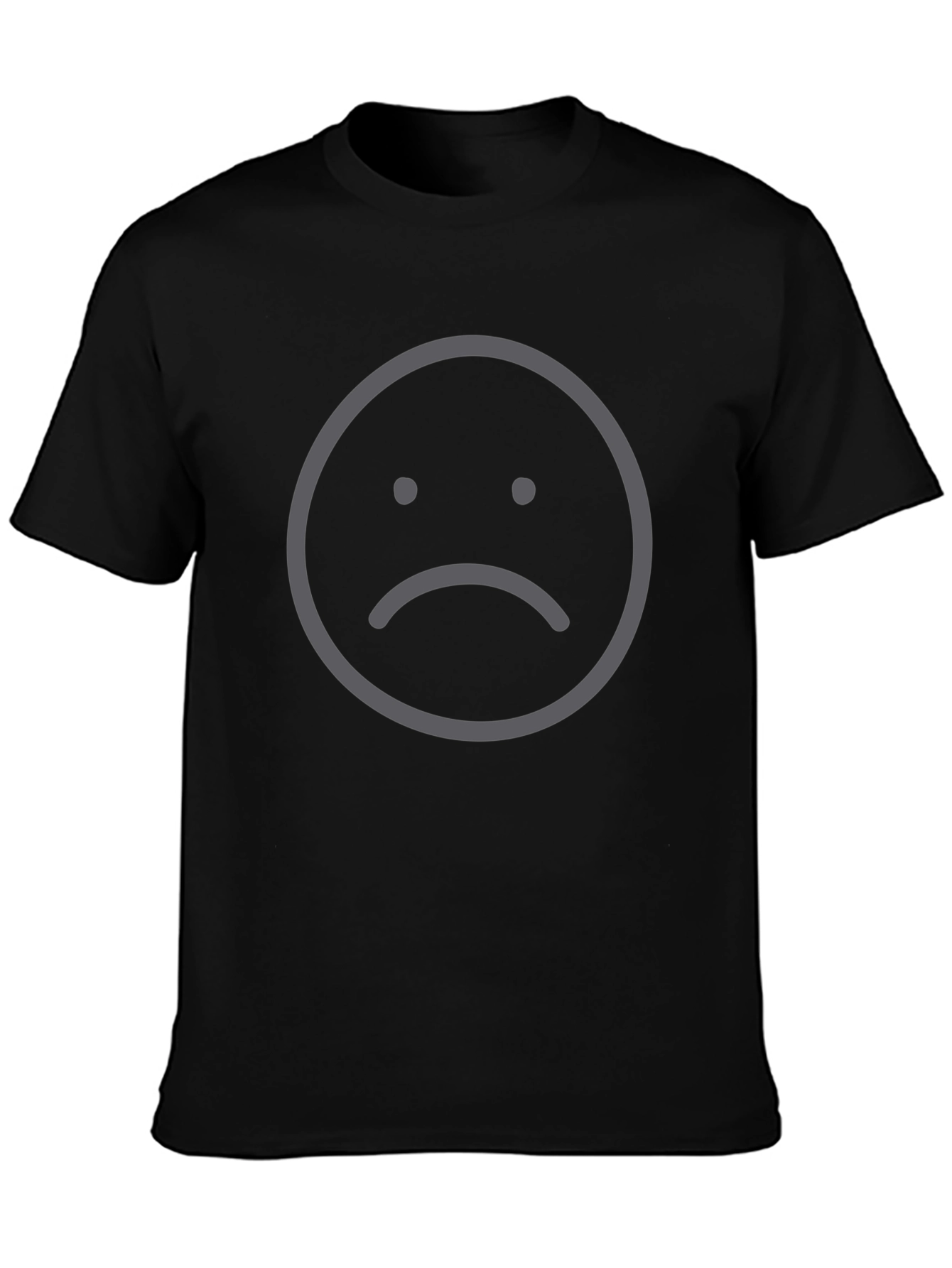 Sad Face Graphic Black T-Shirt - Express Yourself!
