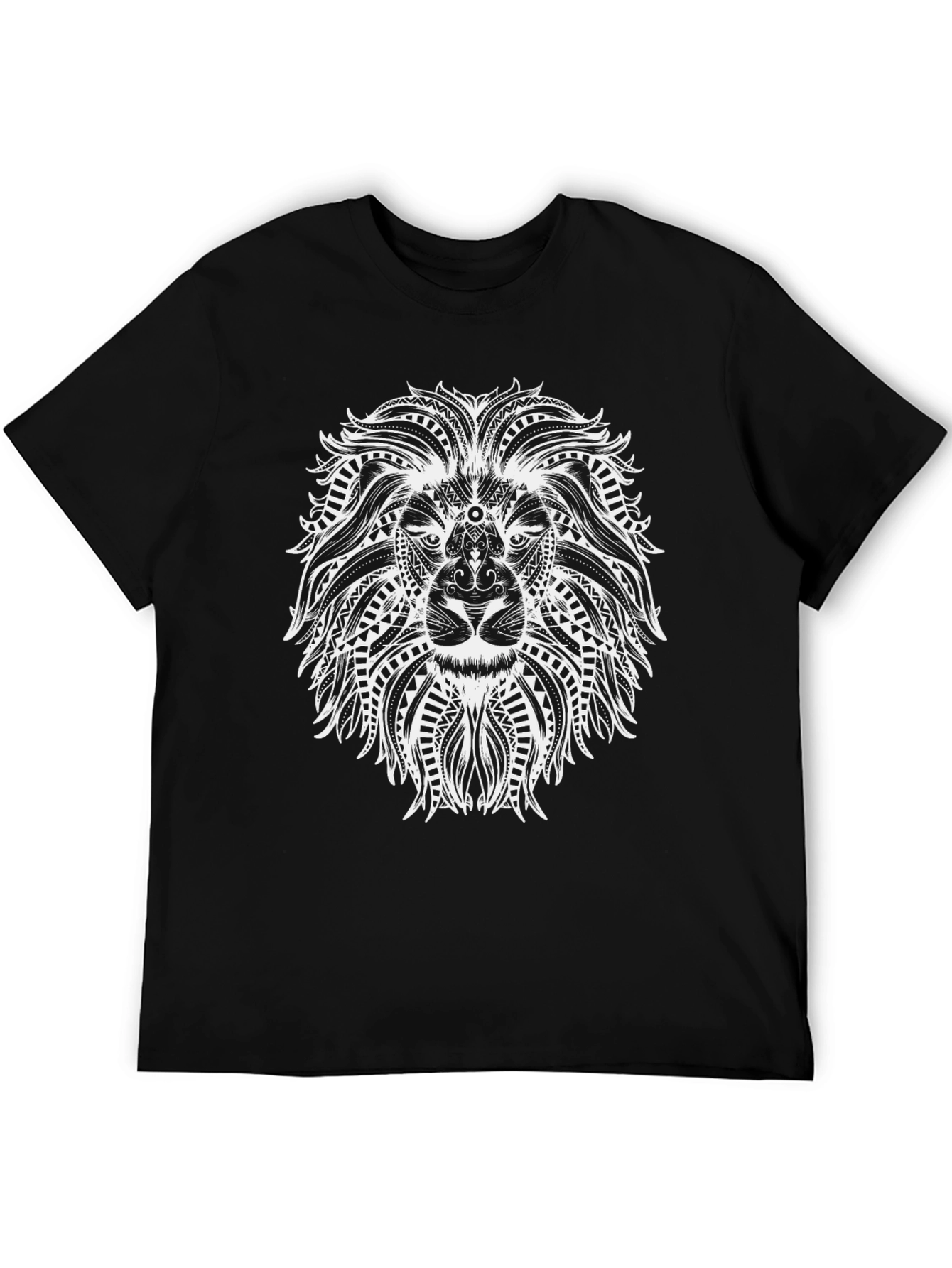 Tribal Lion Graphic Tee - Stylish Mens Black T-Shirt