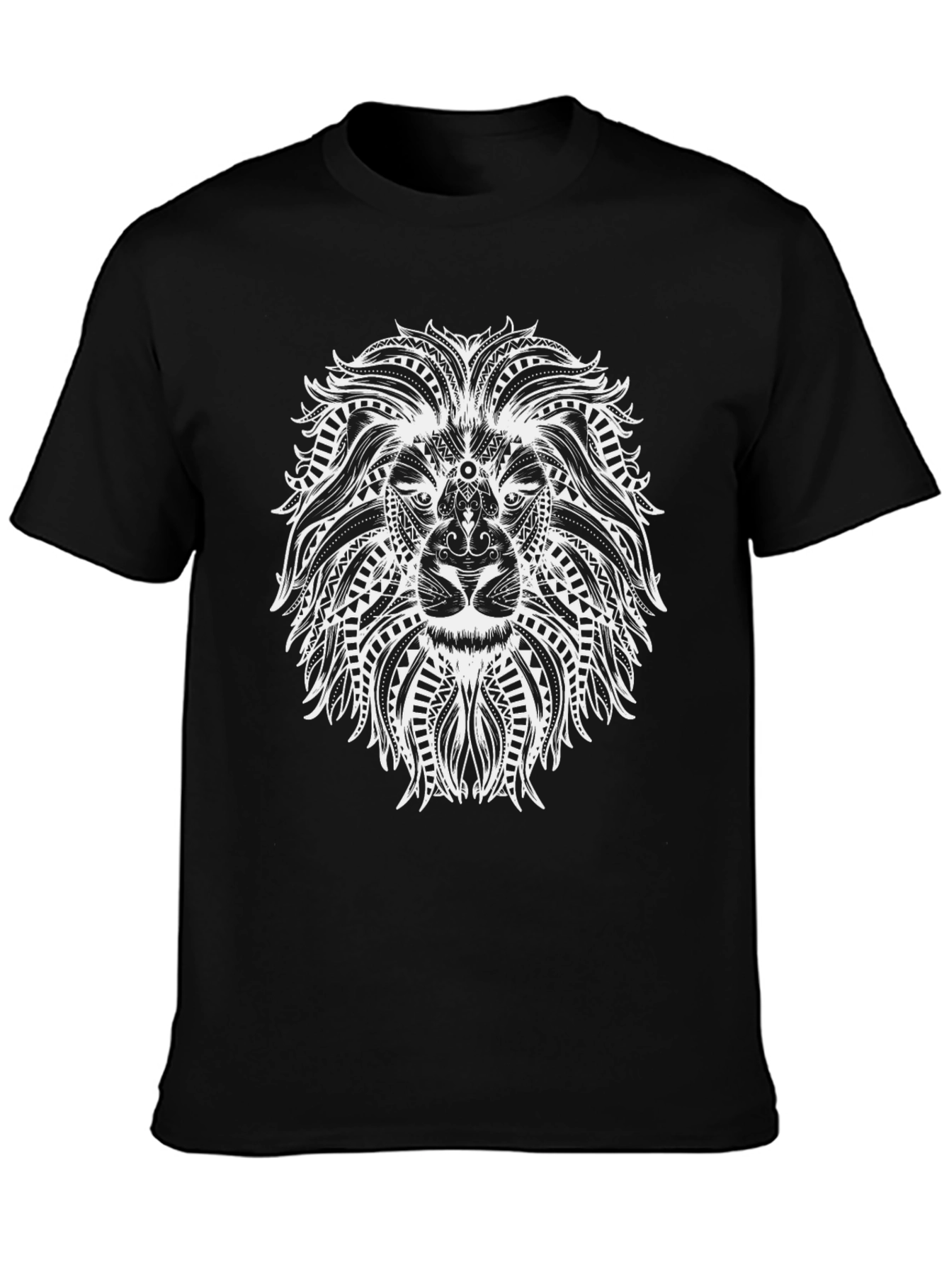 Tribal Lion Graphic Tee - Stylish Mens Black T-Shirt