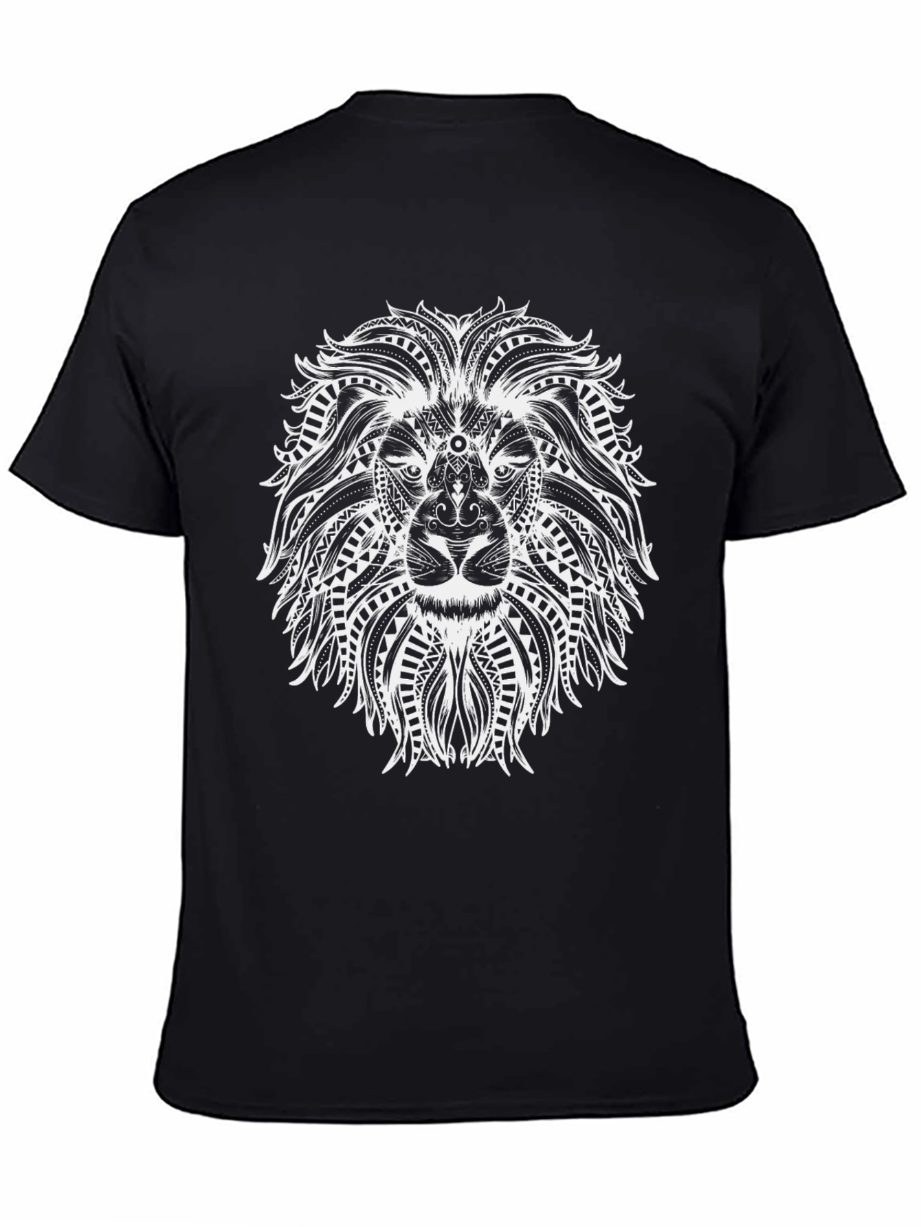 Tribal Lion Graphic Tee - Stylish Mens Black T-Shirt