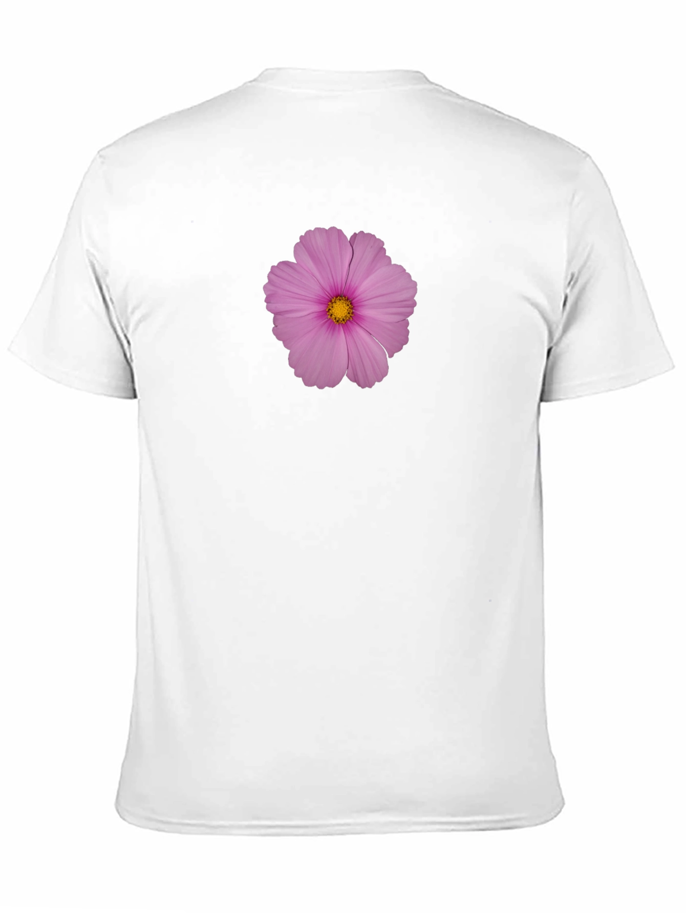 Pink Flower Print Black T-Shirt