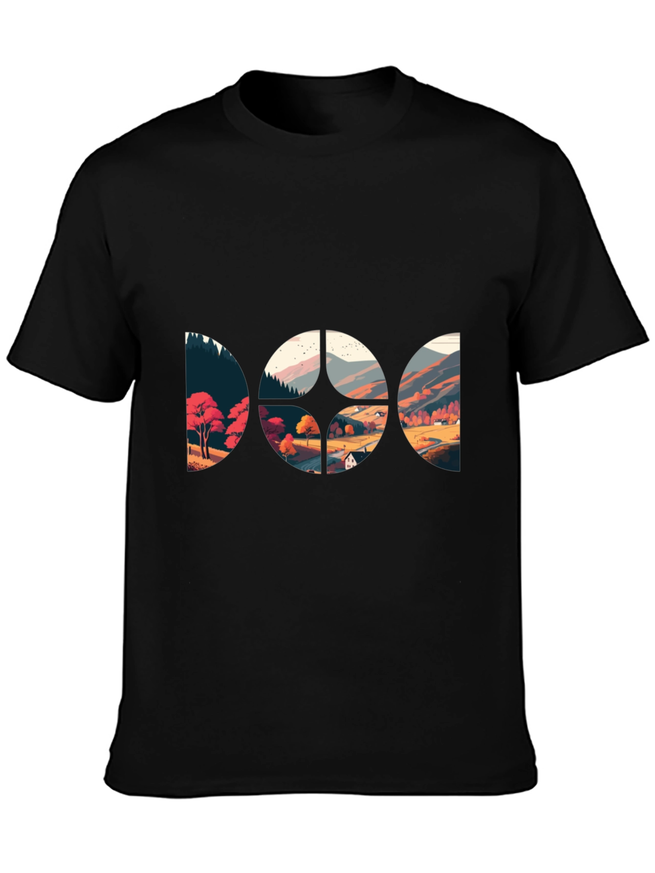 Scenic Landscape Graphic Black T-Shirt