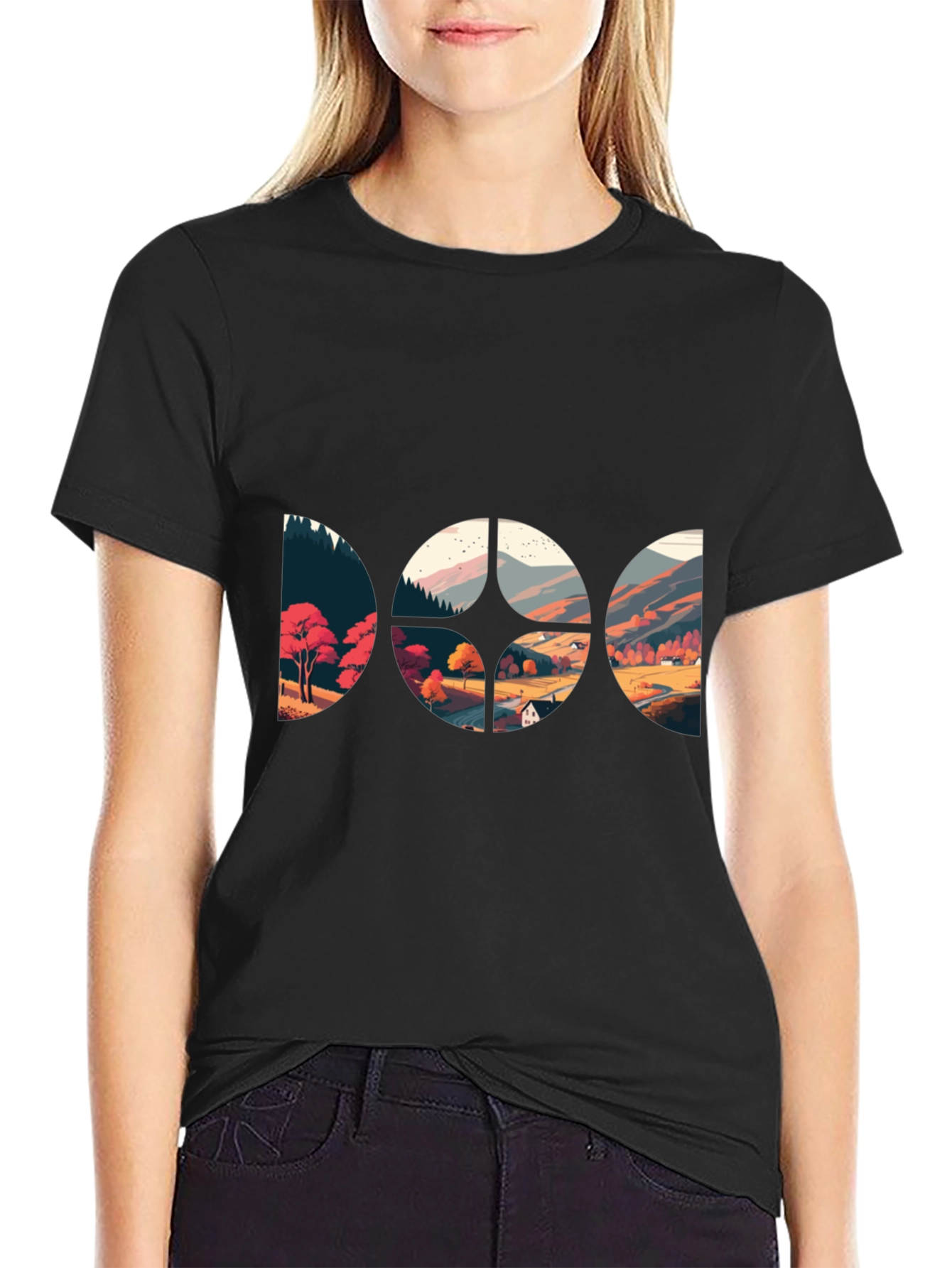 Scenic Landscape Graphic Black T-Shirt