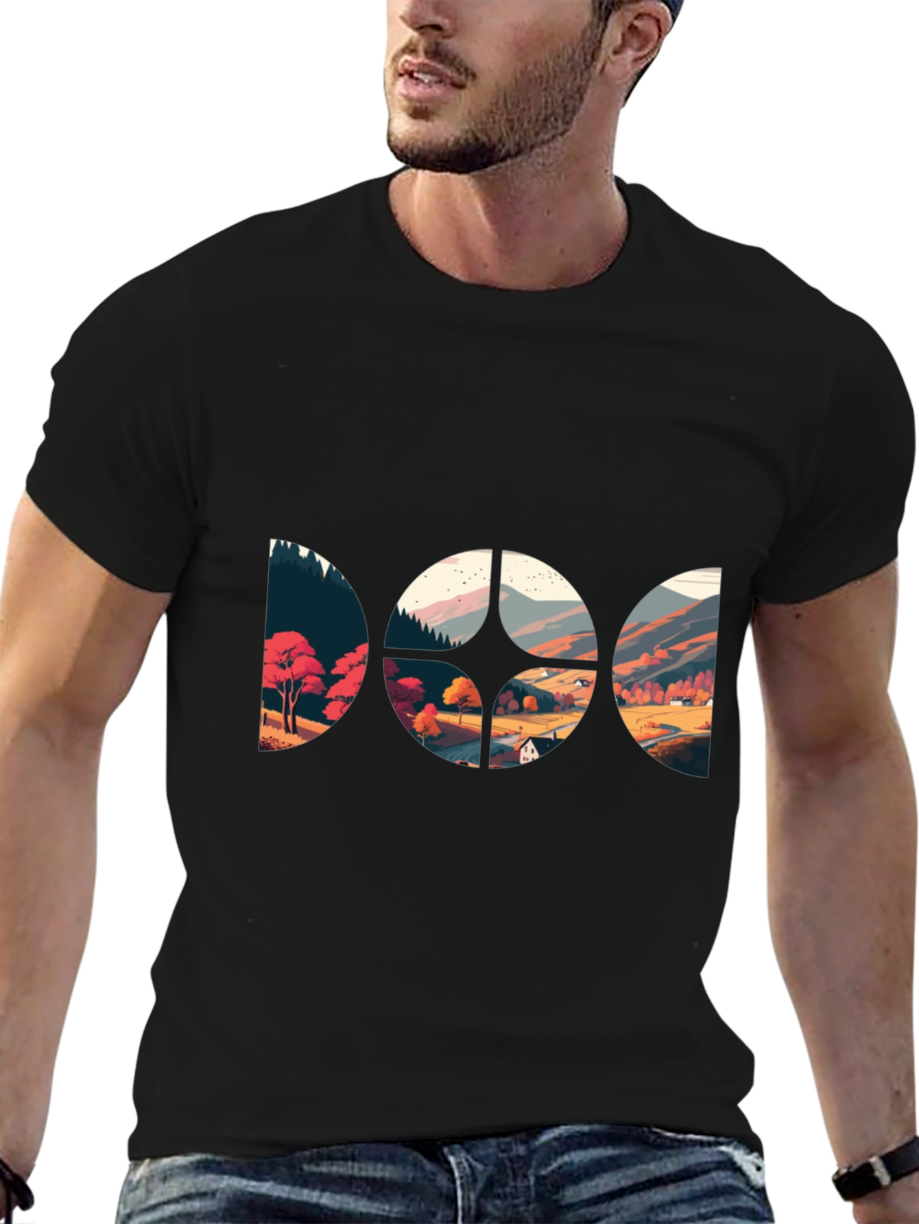 Scenic Landscape Graphic Black T-Shirt