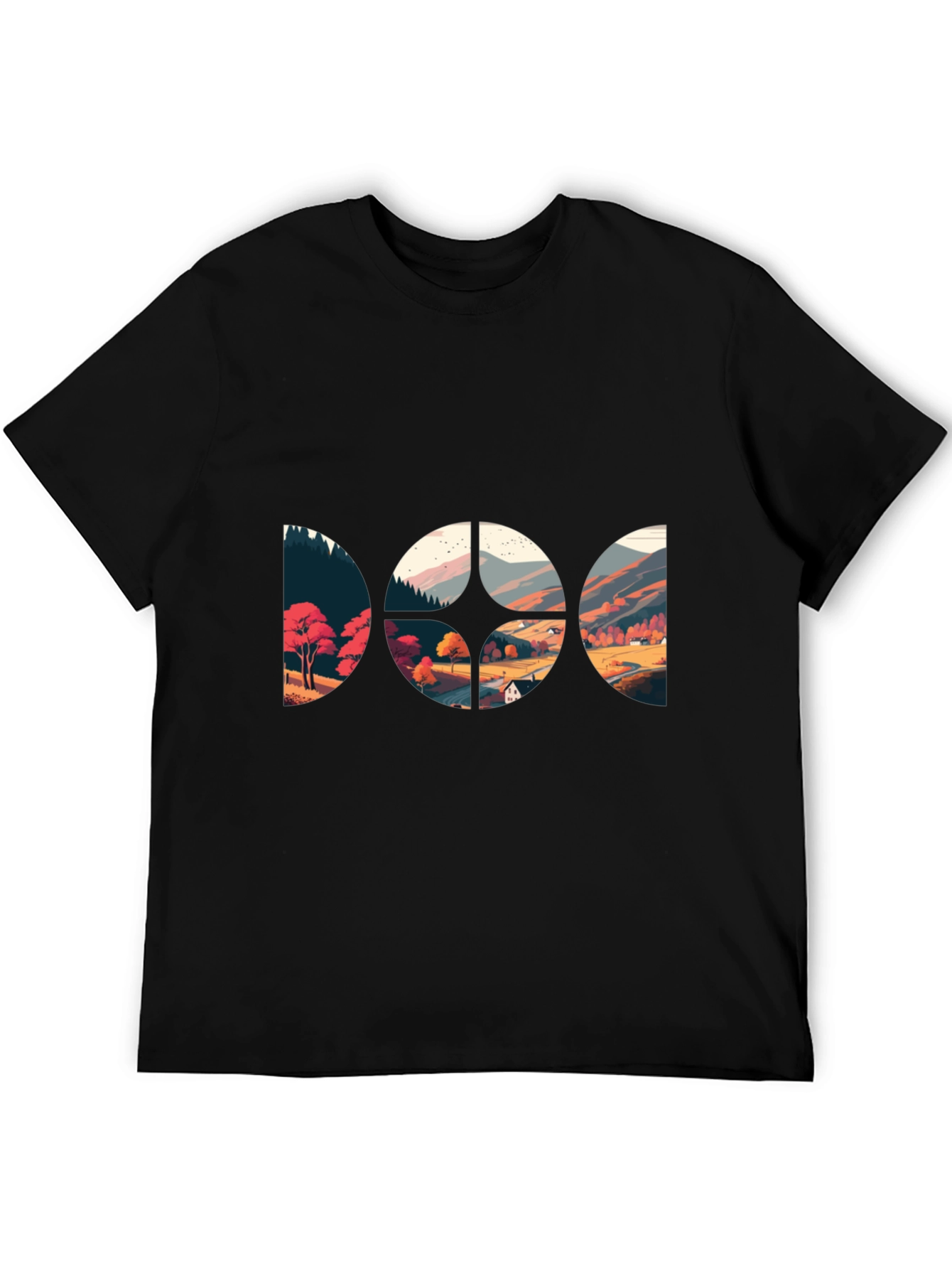 Scenic Landscape Graphic Black T-Shirt