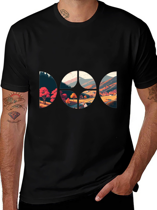 Scenic Landscape Graphic Black T-Shirt