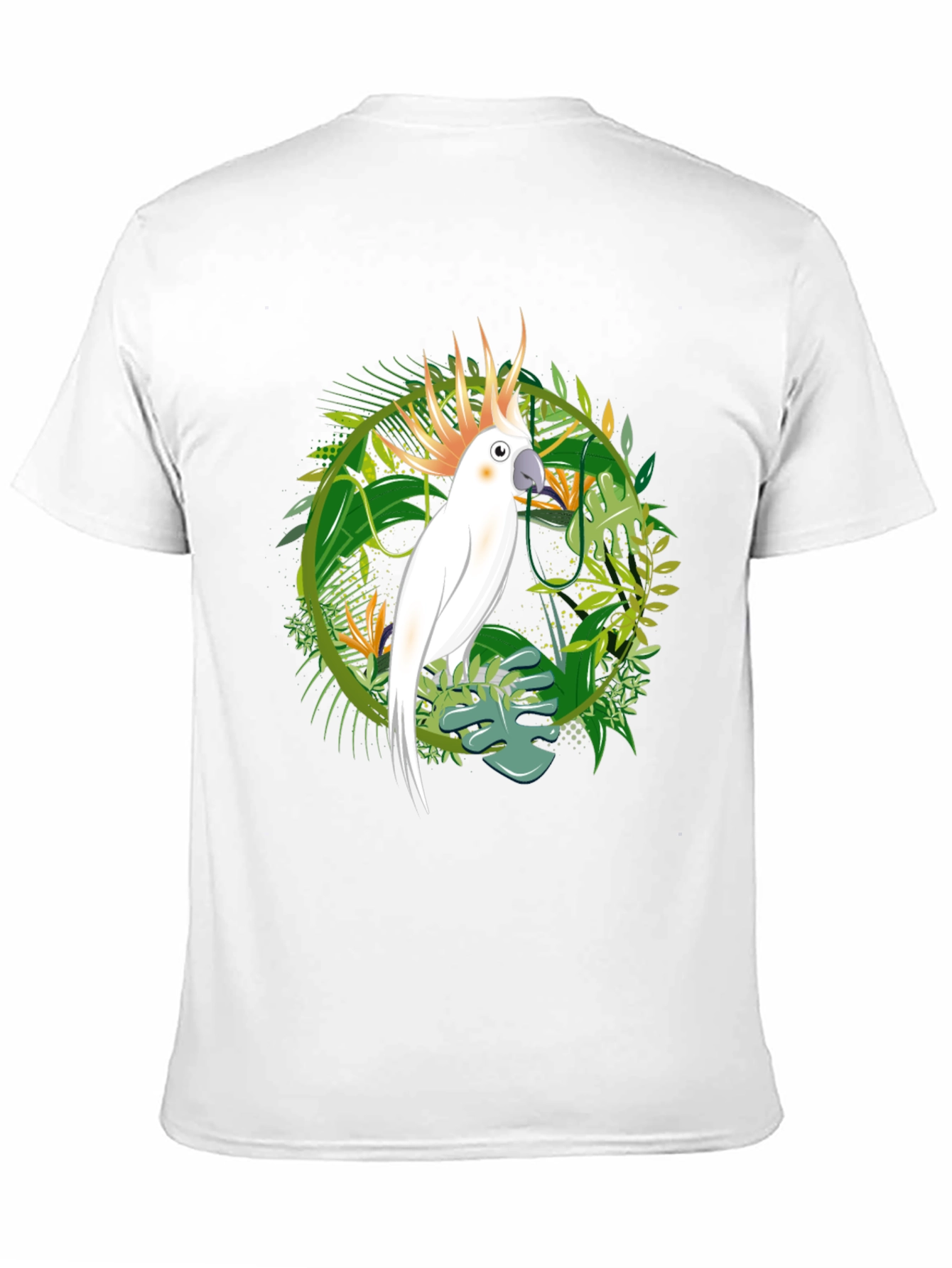 Tropical Cockatoo Graphic Tee - Mens Black T-Shirt