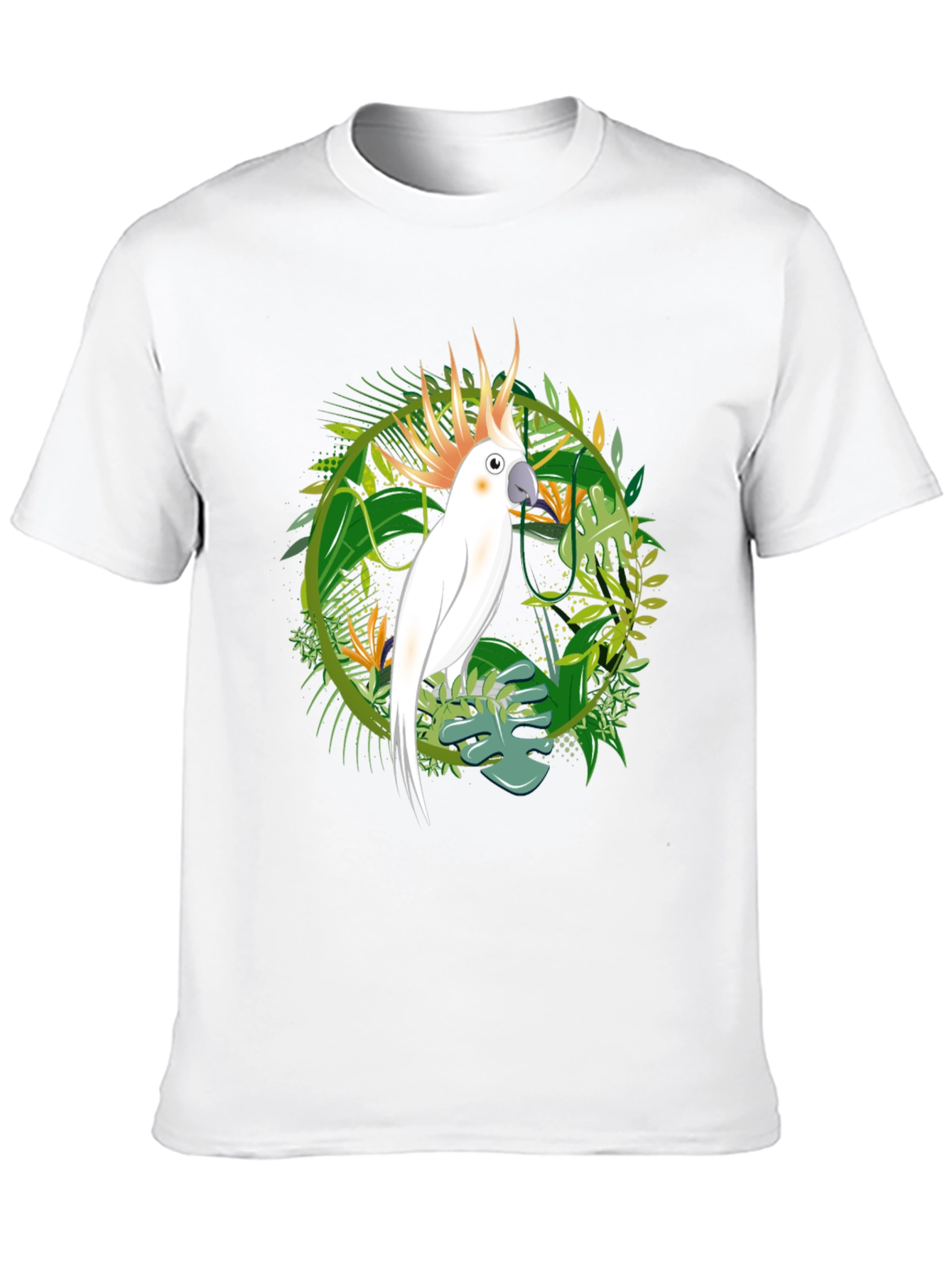 Tropical Cockatoo Graphic Tee - Mens Black T-Shirt