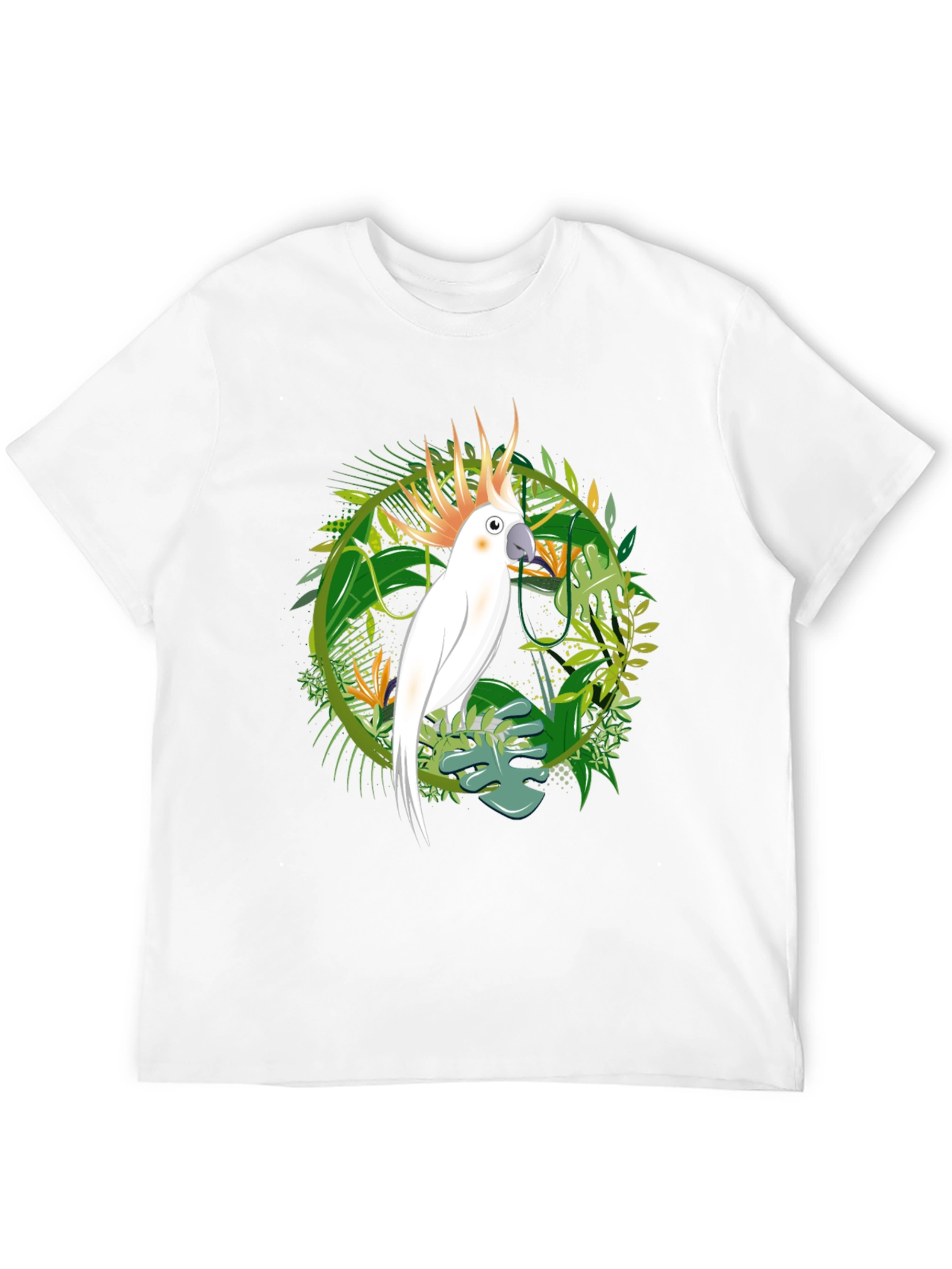 Tropical Cockatoo Graphic Tee - Mens Black T-Shirt