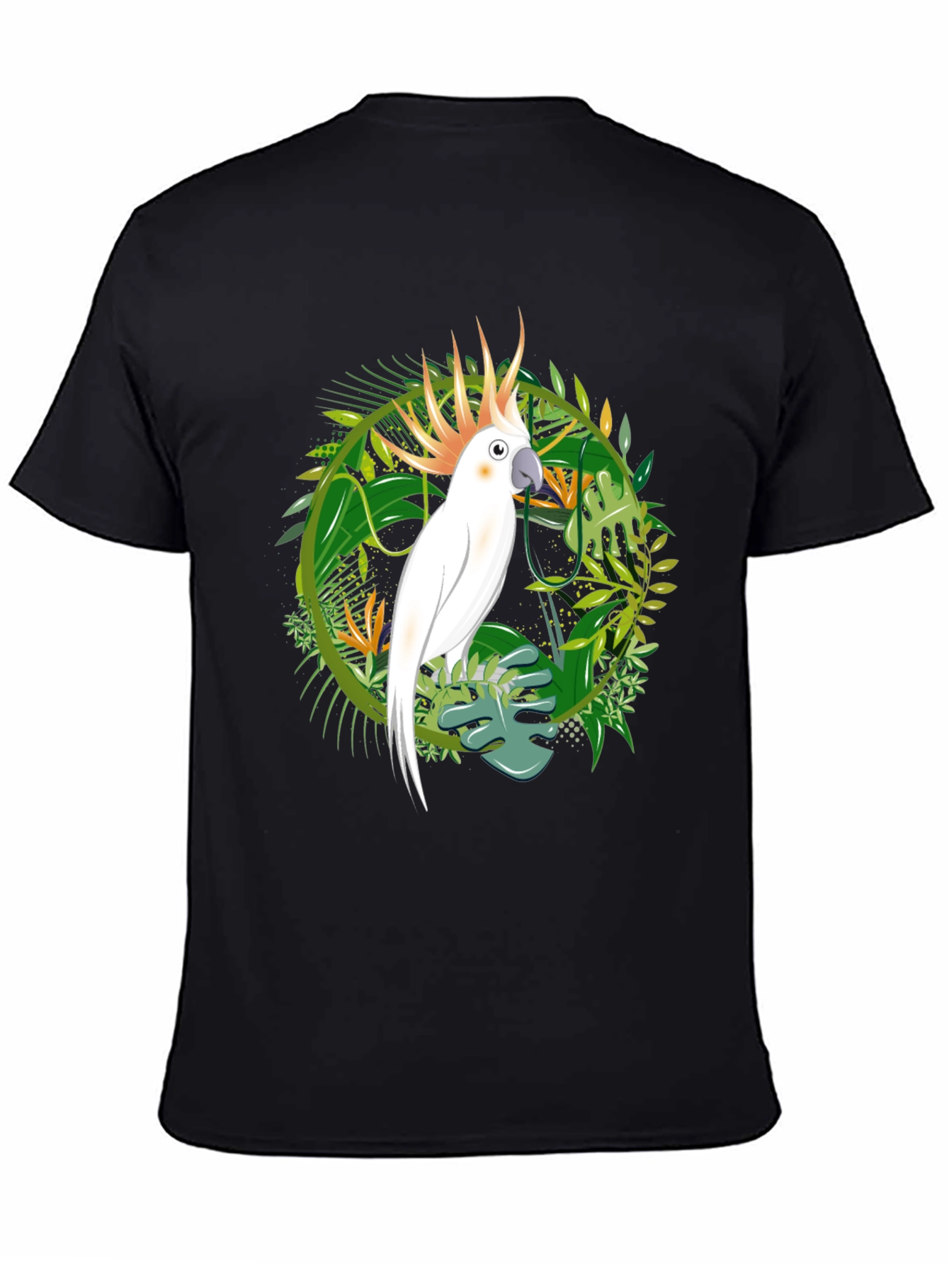 Tropical Cockatoo Graphic Tee - Mens Black T-Shirt