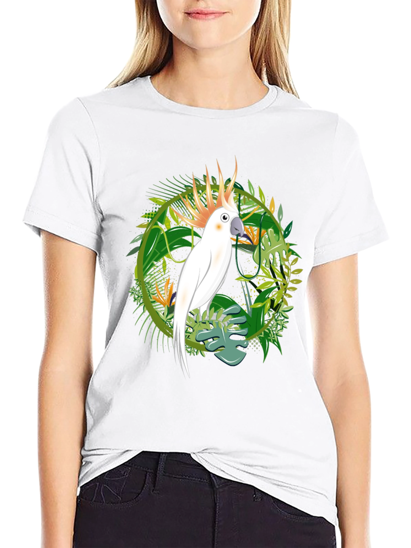 Tropical Cockatoo Graphic Tee - Mens Black T-Shirt