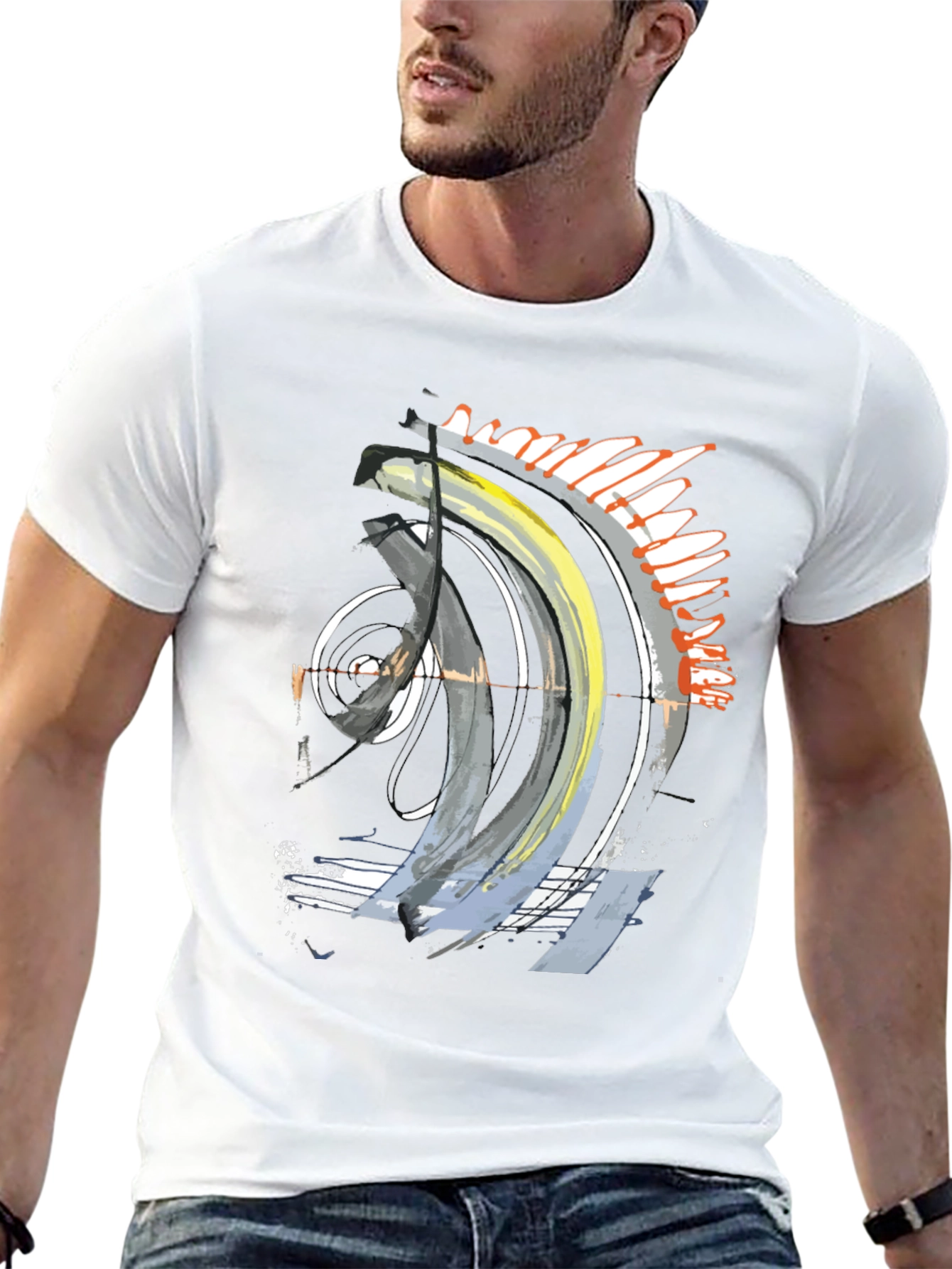 Abstract Art Graphic Tee - Stylish Black T-Shirt