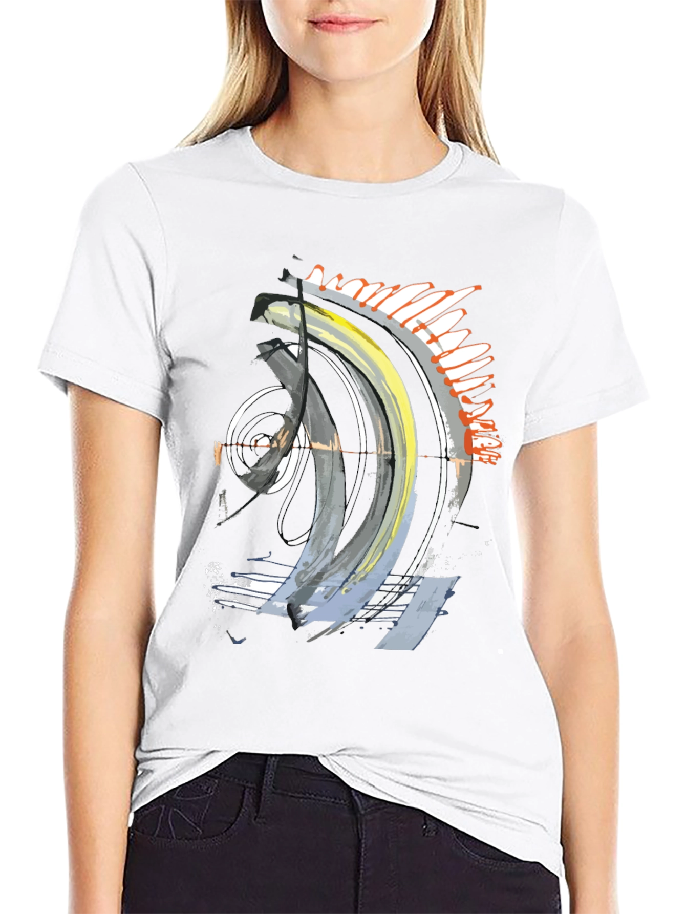 Abstract Art Graphic Tee - Stylish Black T-Shirt