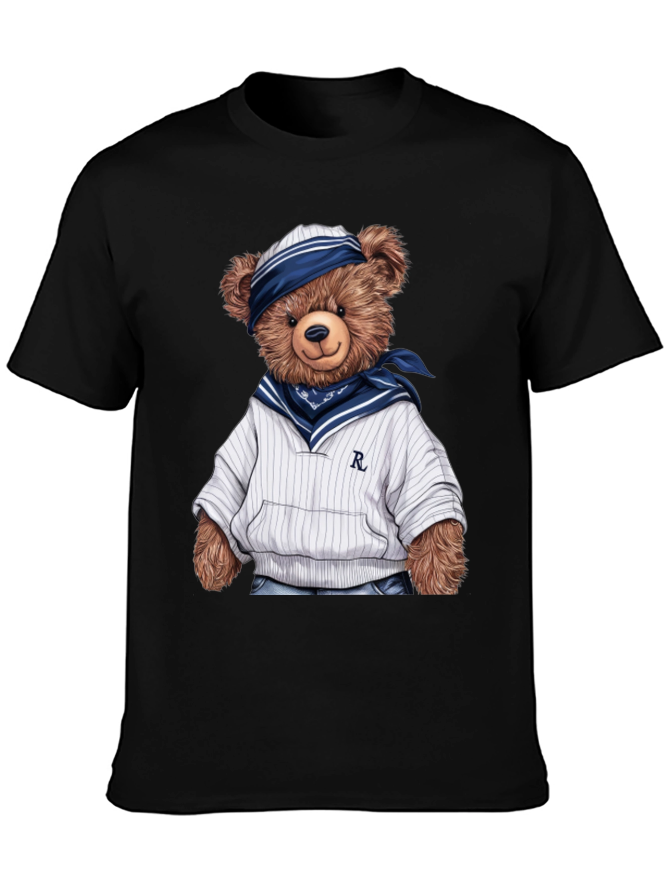 Teddy Bear Sailor Black T-Shirt
