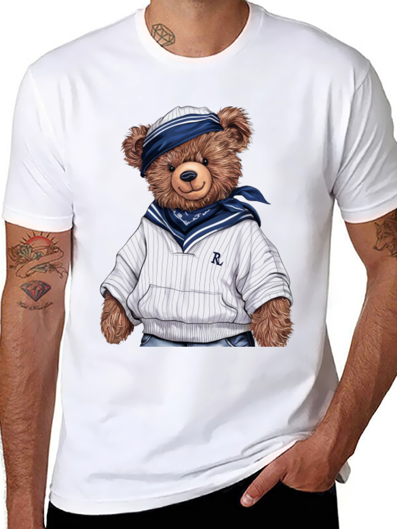 Teddy Bear Sailor Black T-Shirt