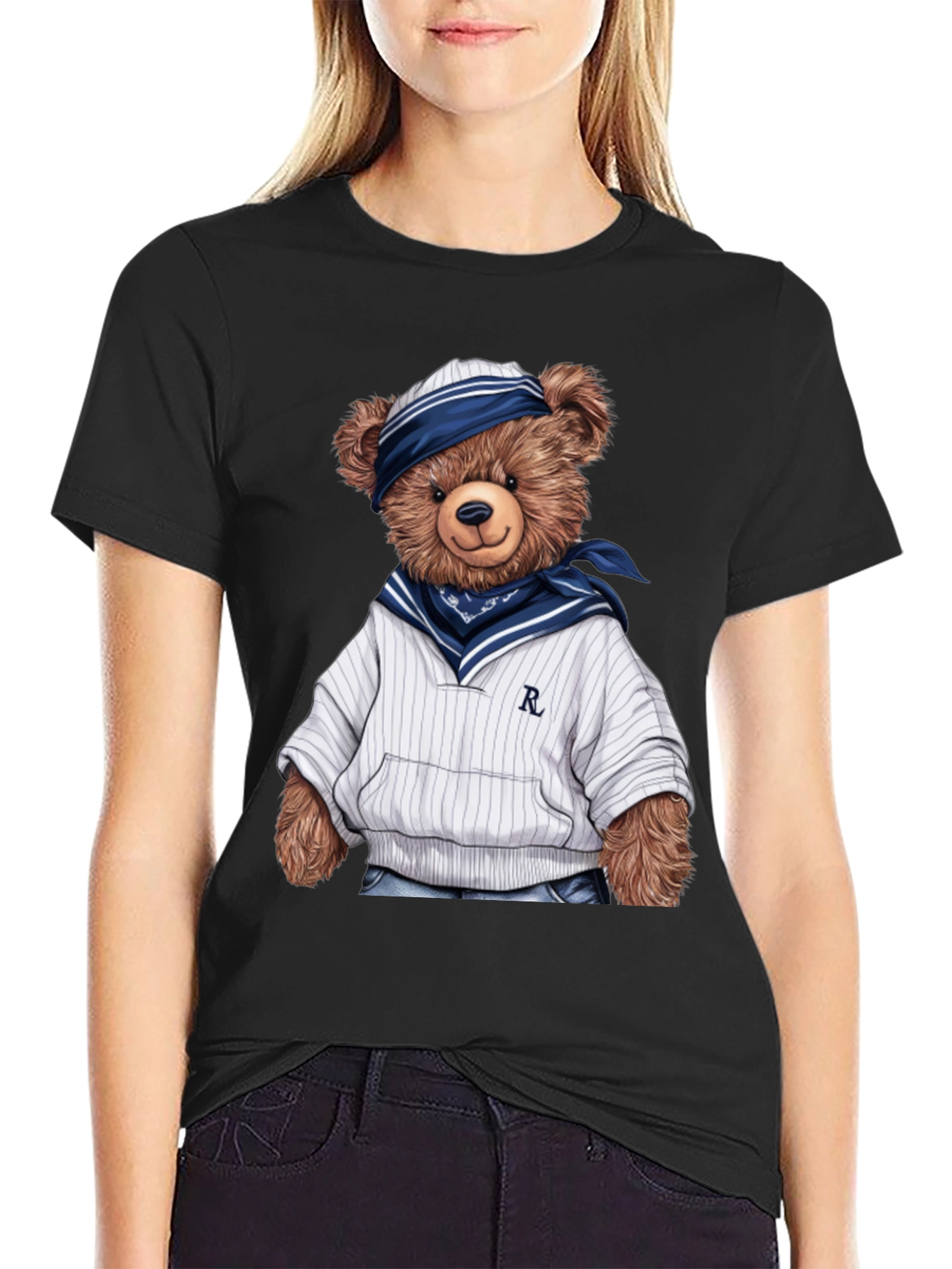Teddy Bear Sailor Black T-Shirt