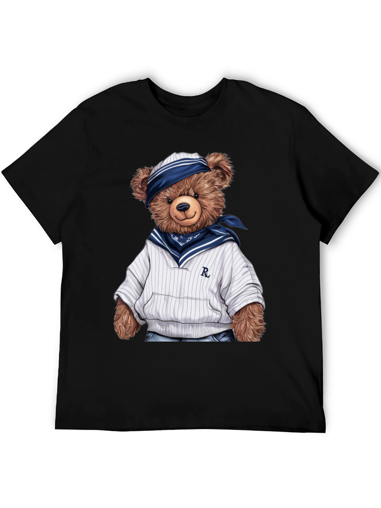 Teddy Bear Sailor Black T-Shirt
