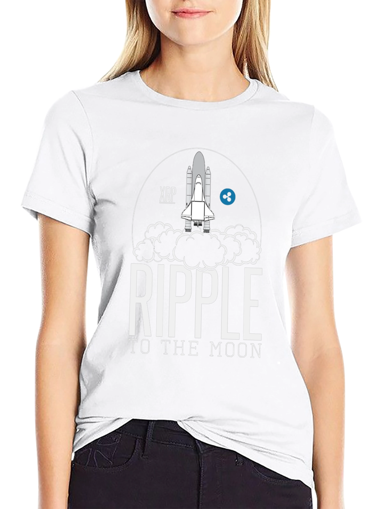Ripple to the Moon Black T-Shirt XRP Crypto