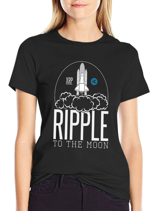 Ripple to the Moon Black T-Shirt XRP Crypto