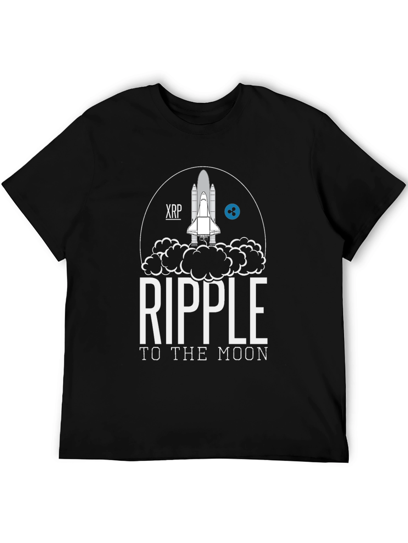Ripple to the Moon Black T-Shirt XRP Crypto