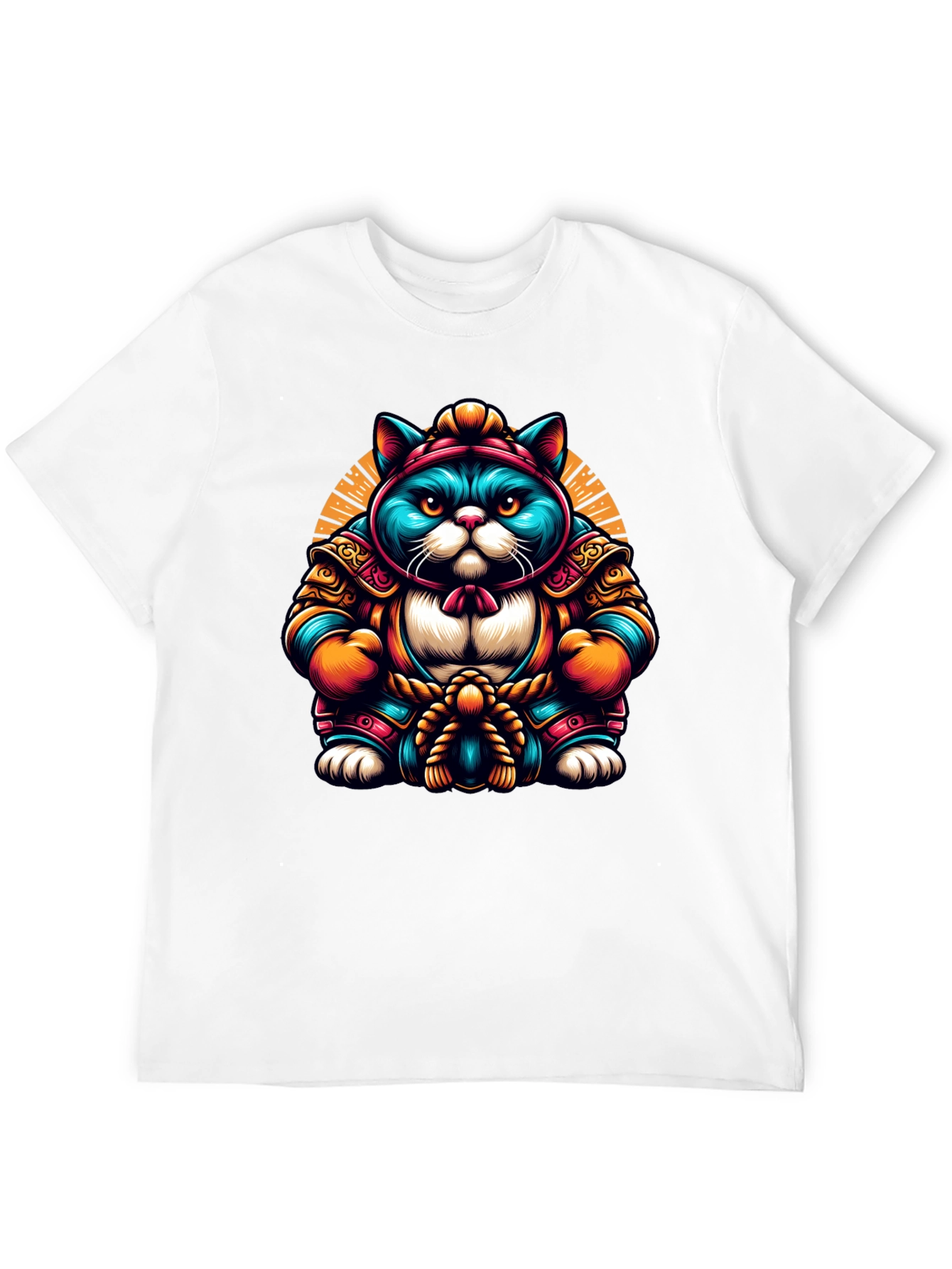 Samurai Cat Graphic Tee - Cool and Unique Design