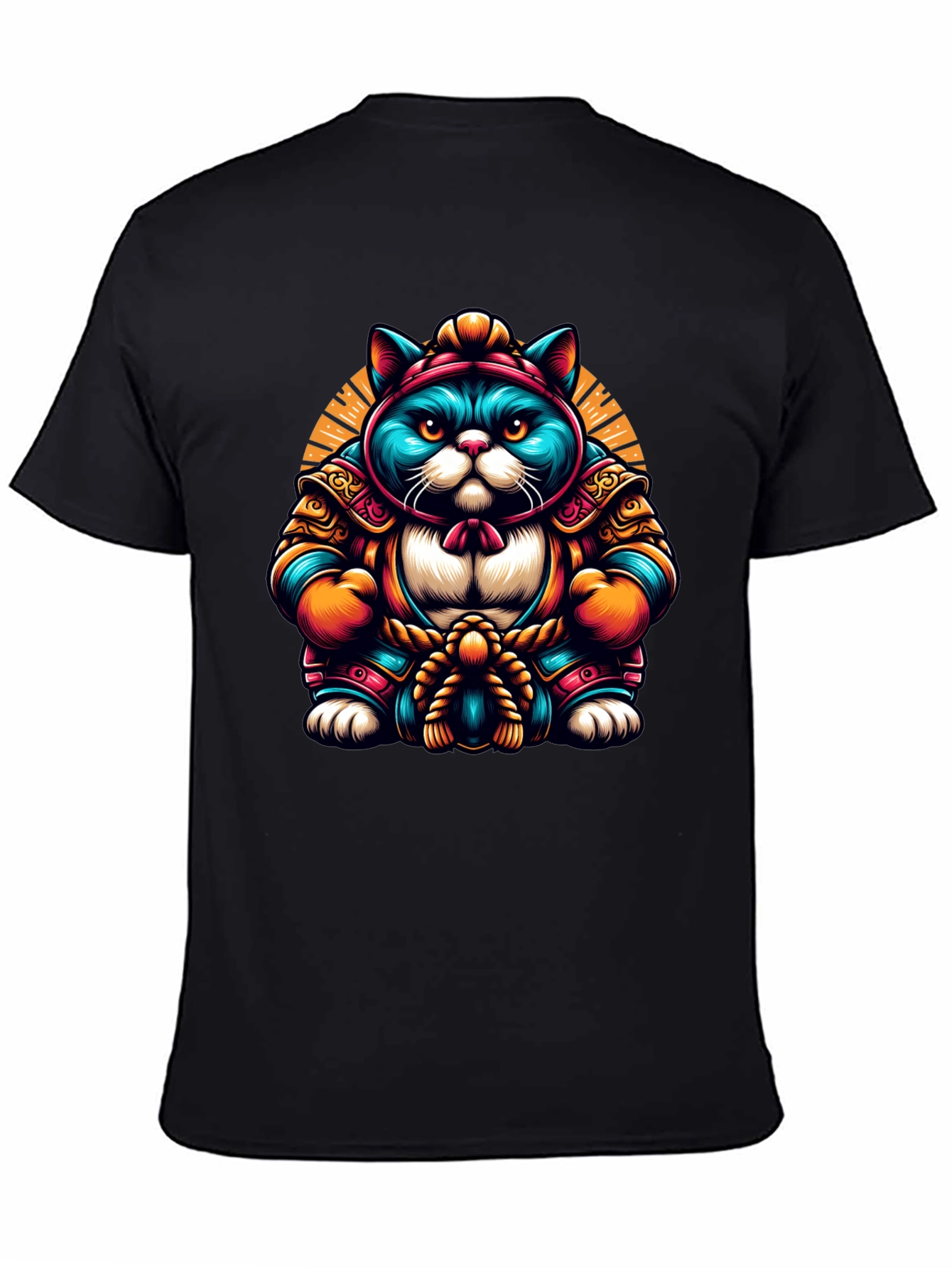 Samurai Cat Graphic Tee - Cool and Unique Design