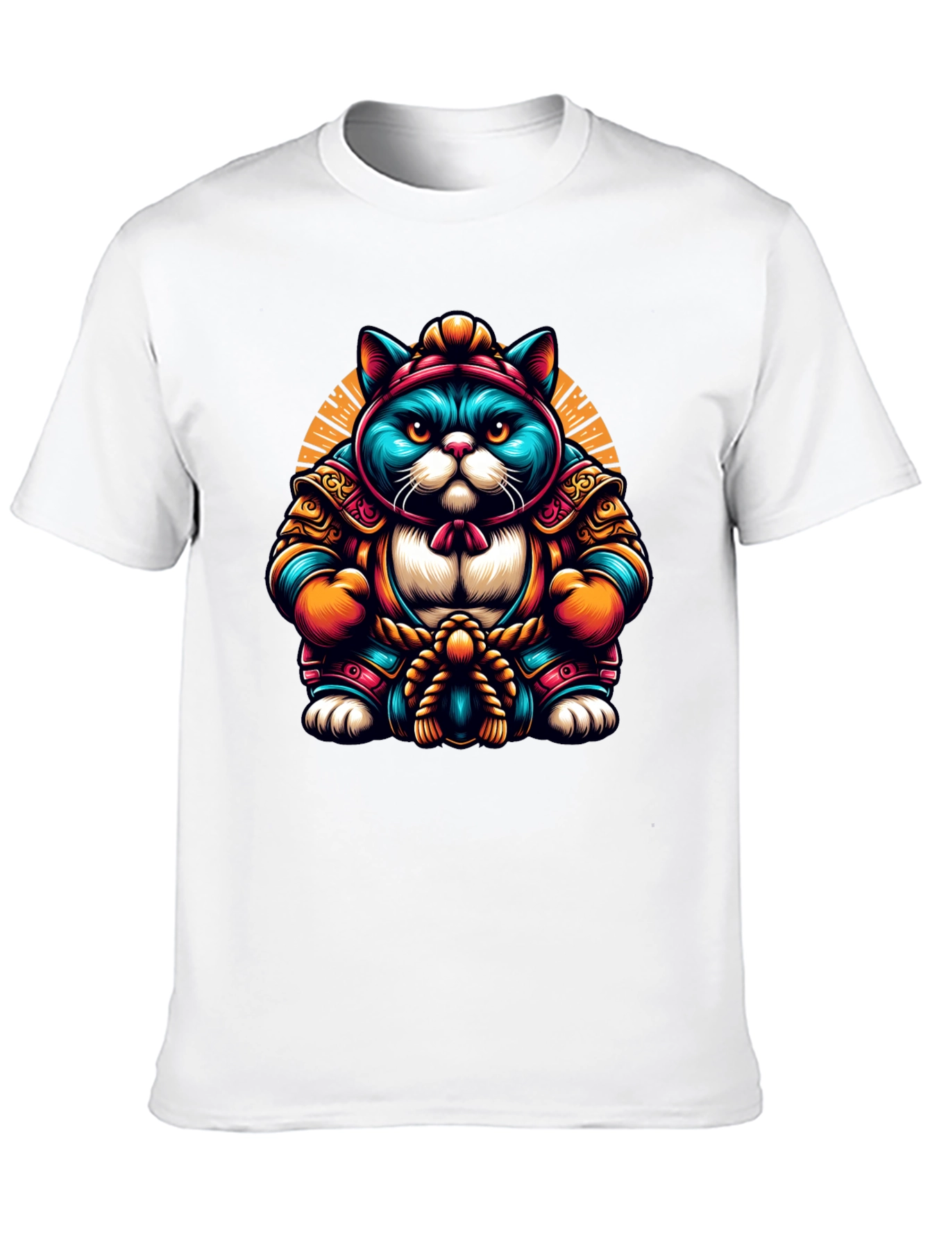 Samurai Cat Graphic Tee - Cool and Unique Design