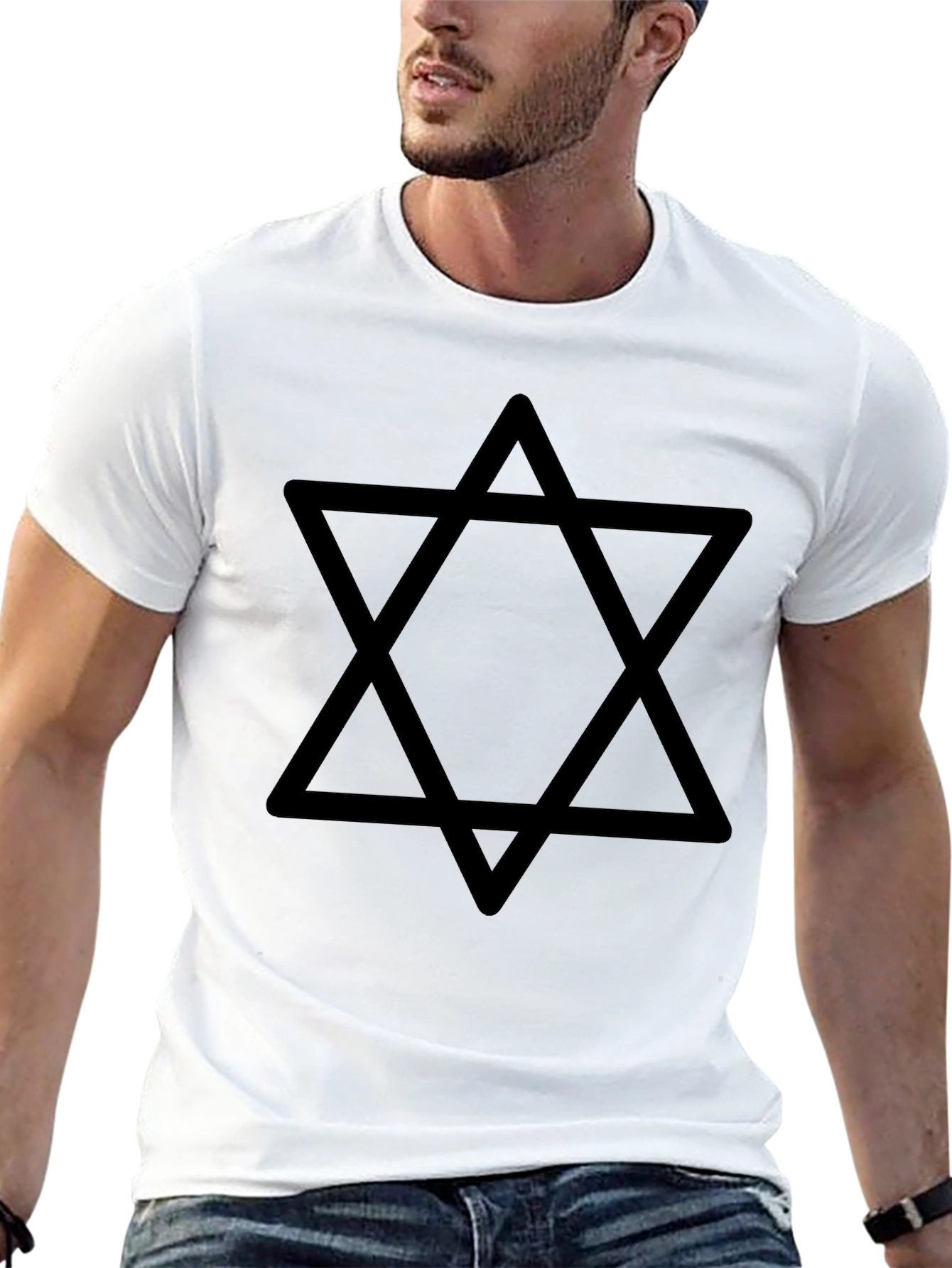 Star of David Mens Black Graphic Tee