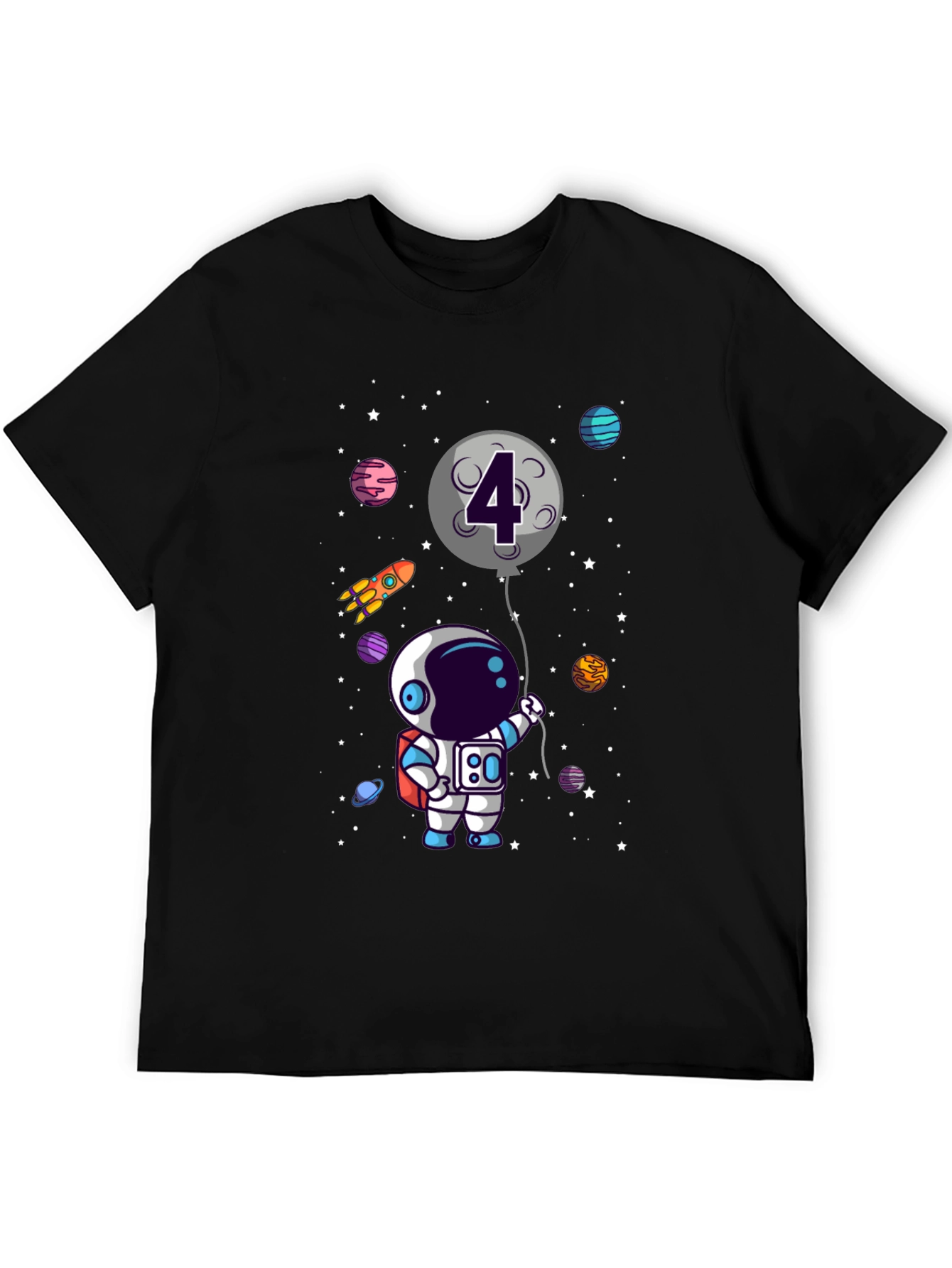 Astronaut 4th Birthday T-Shirt Space Theme