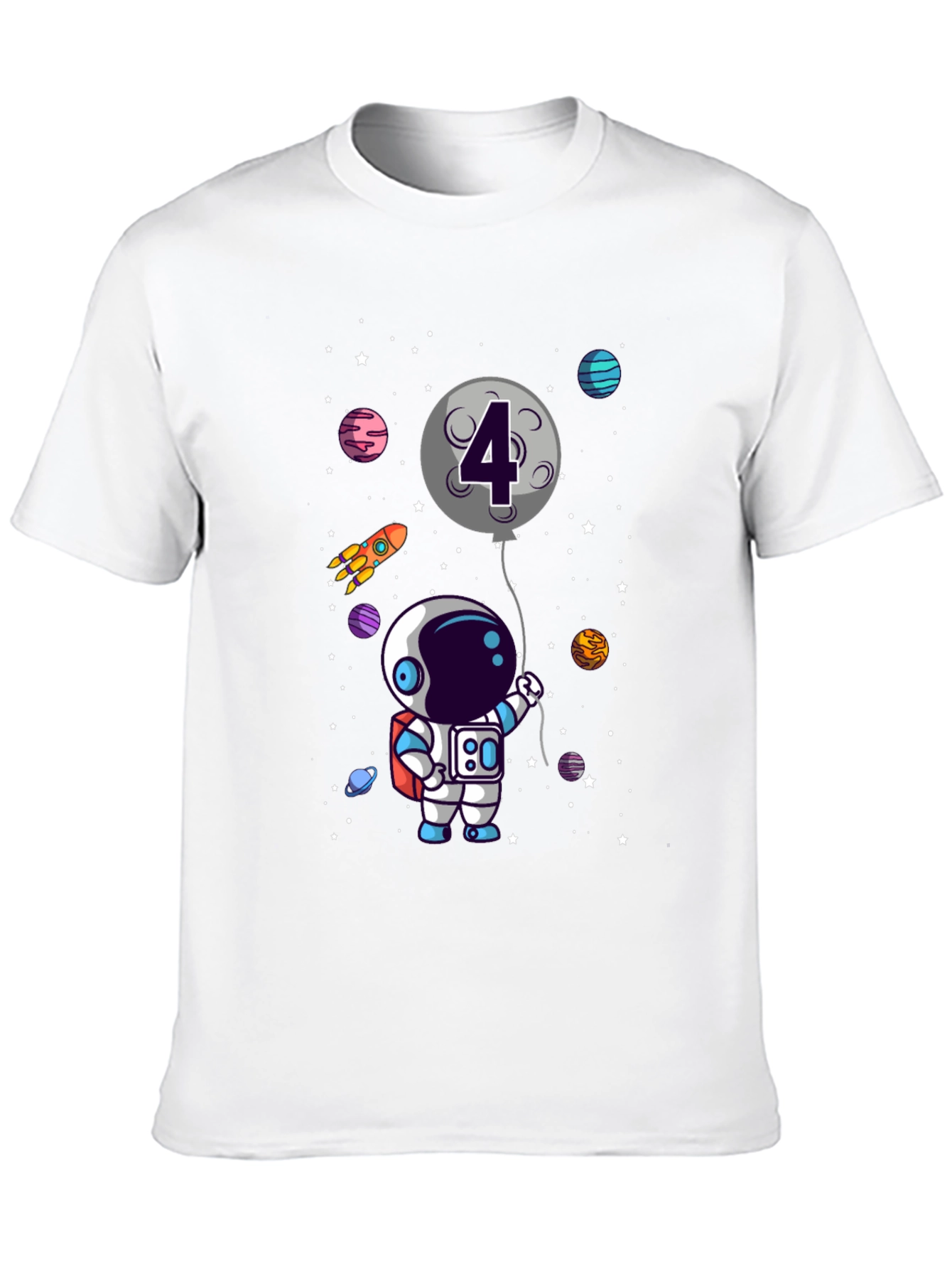 Astronaut 4th Birthday T-Shirt Space Theme