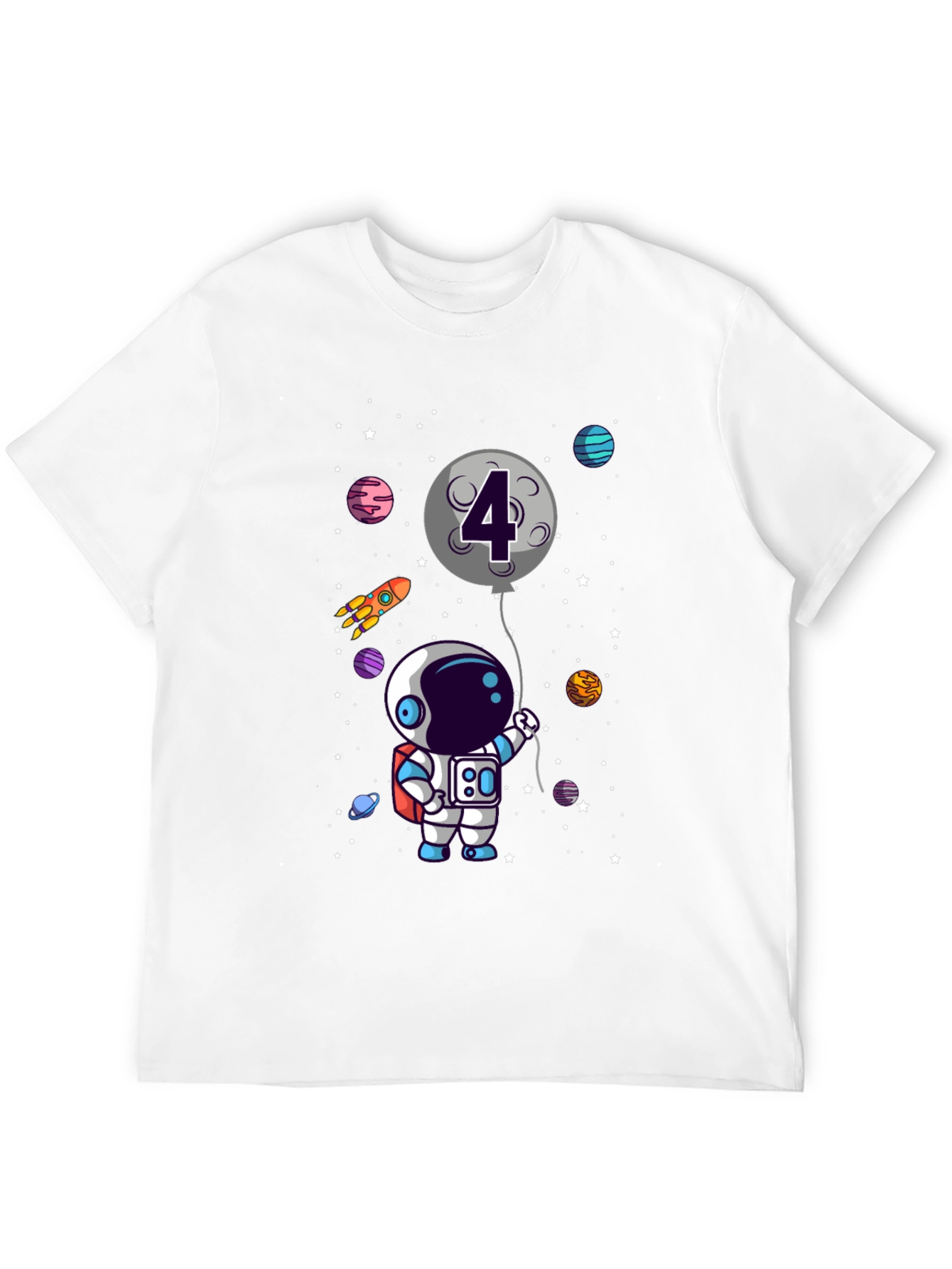 Astronaut 4th Birthday T-Shirt Space Theme