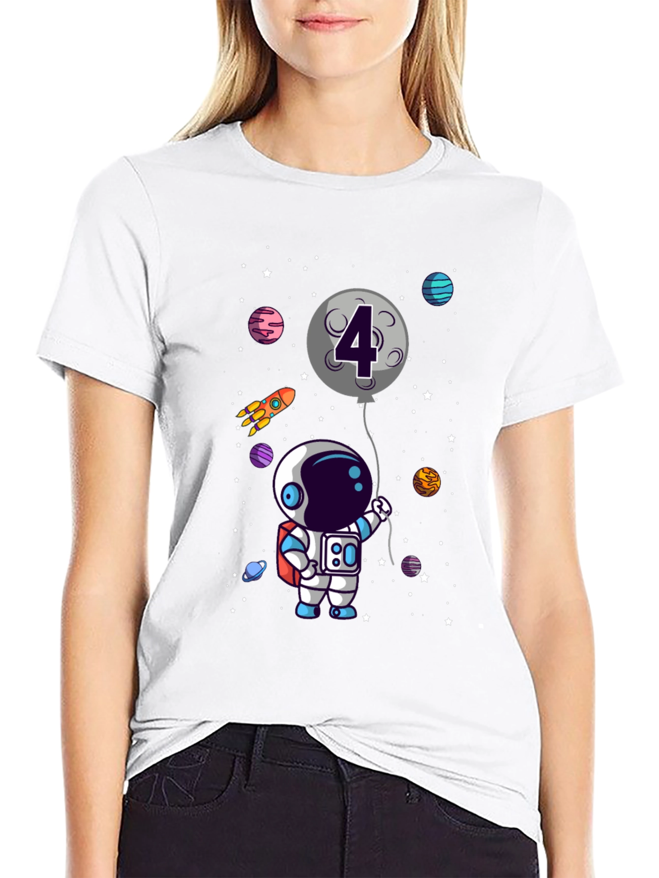 Astronaut 4th Birthday T-Shirt Space Theme