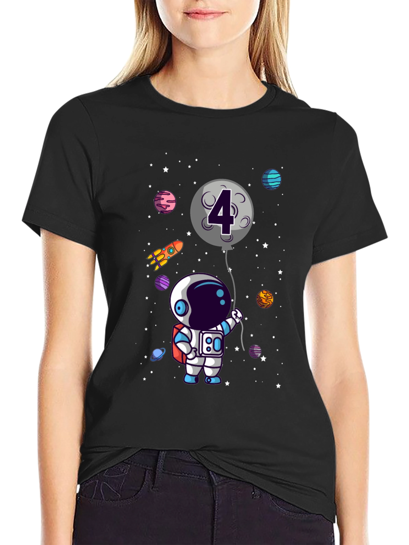 Astronaut 4th Birthday T-Shirt Space Theme