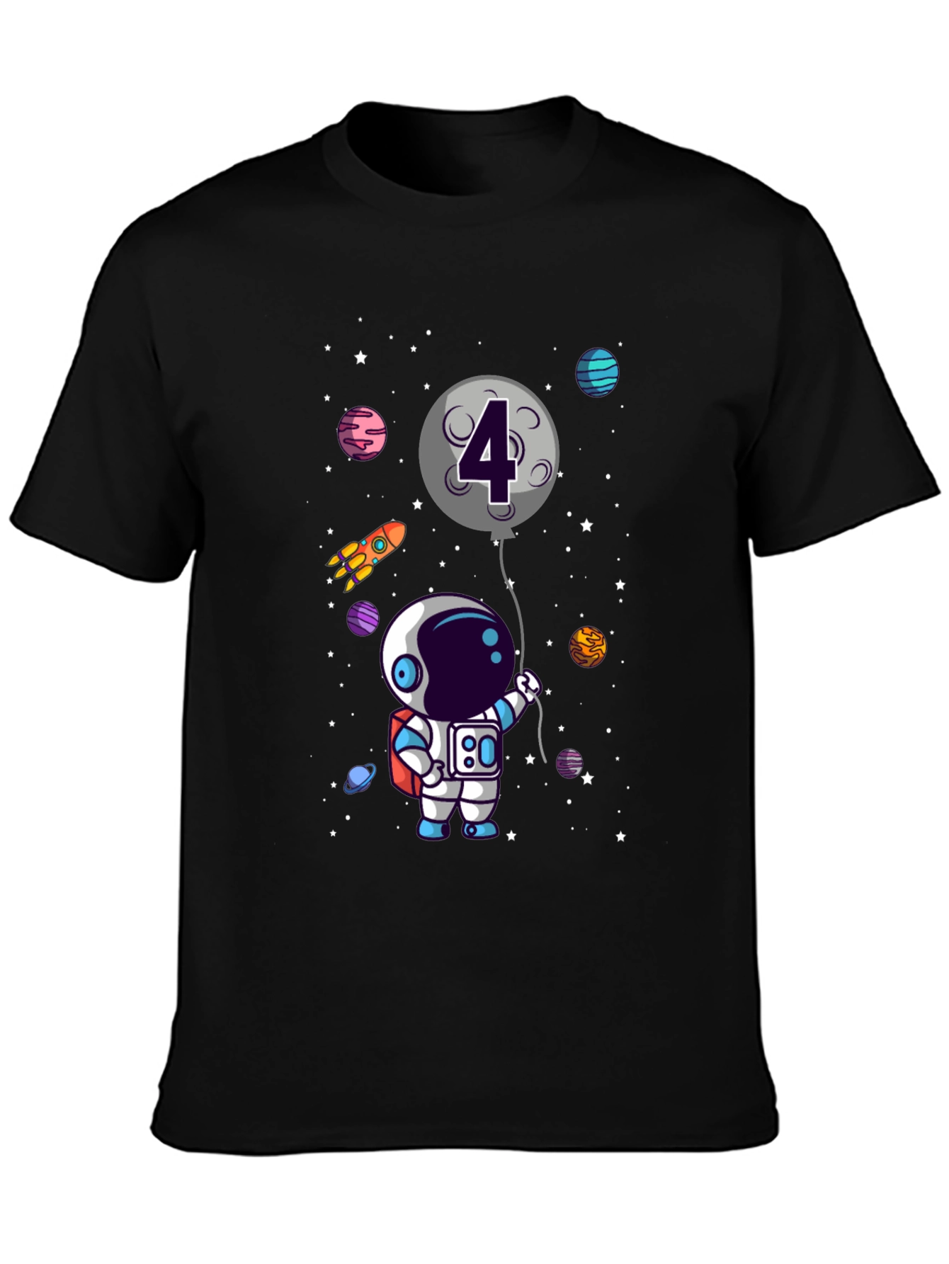Astronaut 4th Birthday T-Shirt Space Theme