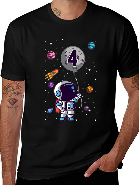 Astronaut 4th Birthday T-Shirt Space Theme