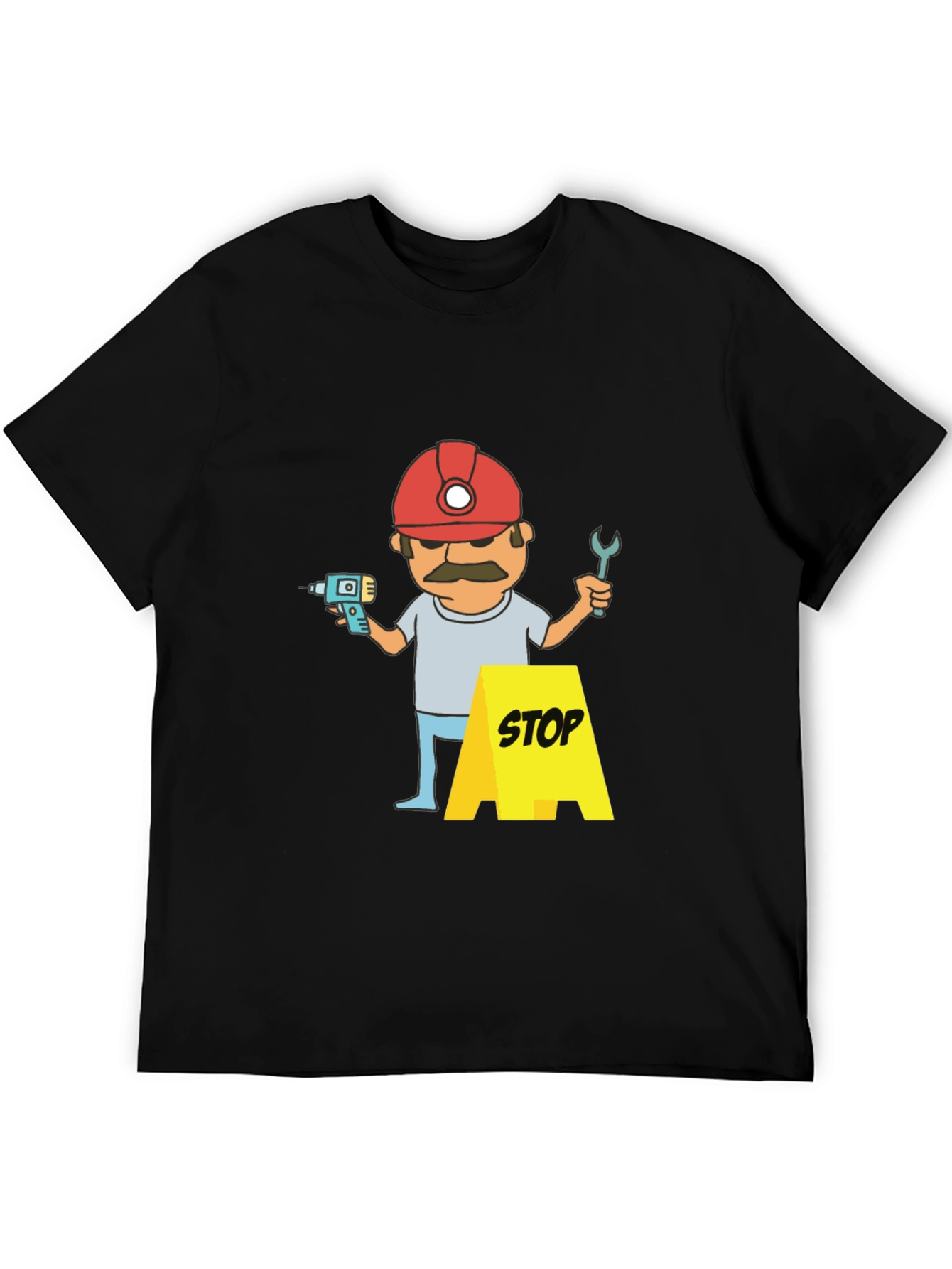 Construction Worker Graphic T-Shirt - Black