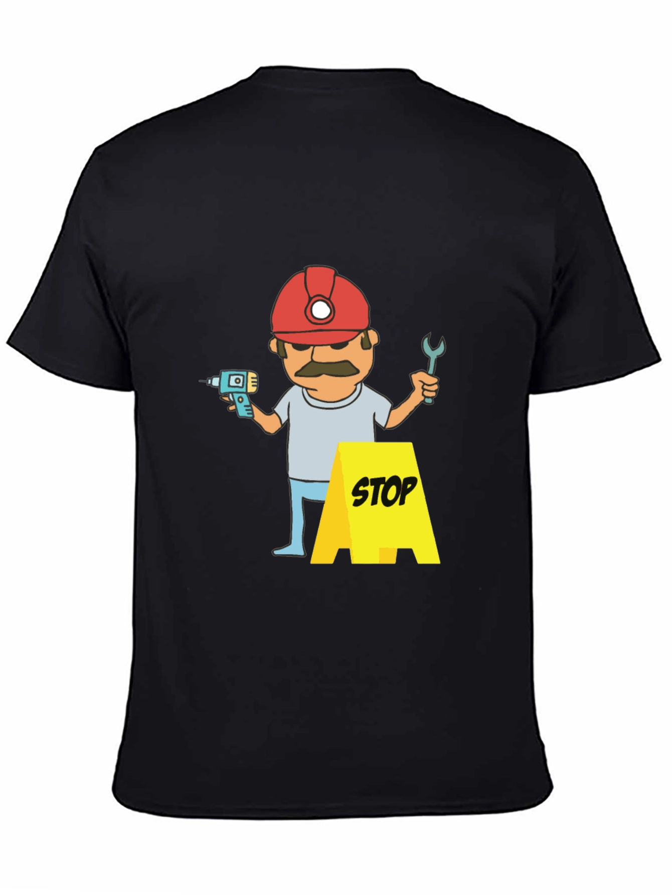 Construction Worker Graphic T-Shirt - Black