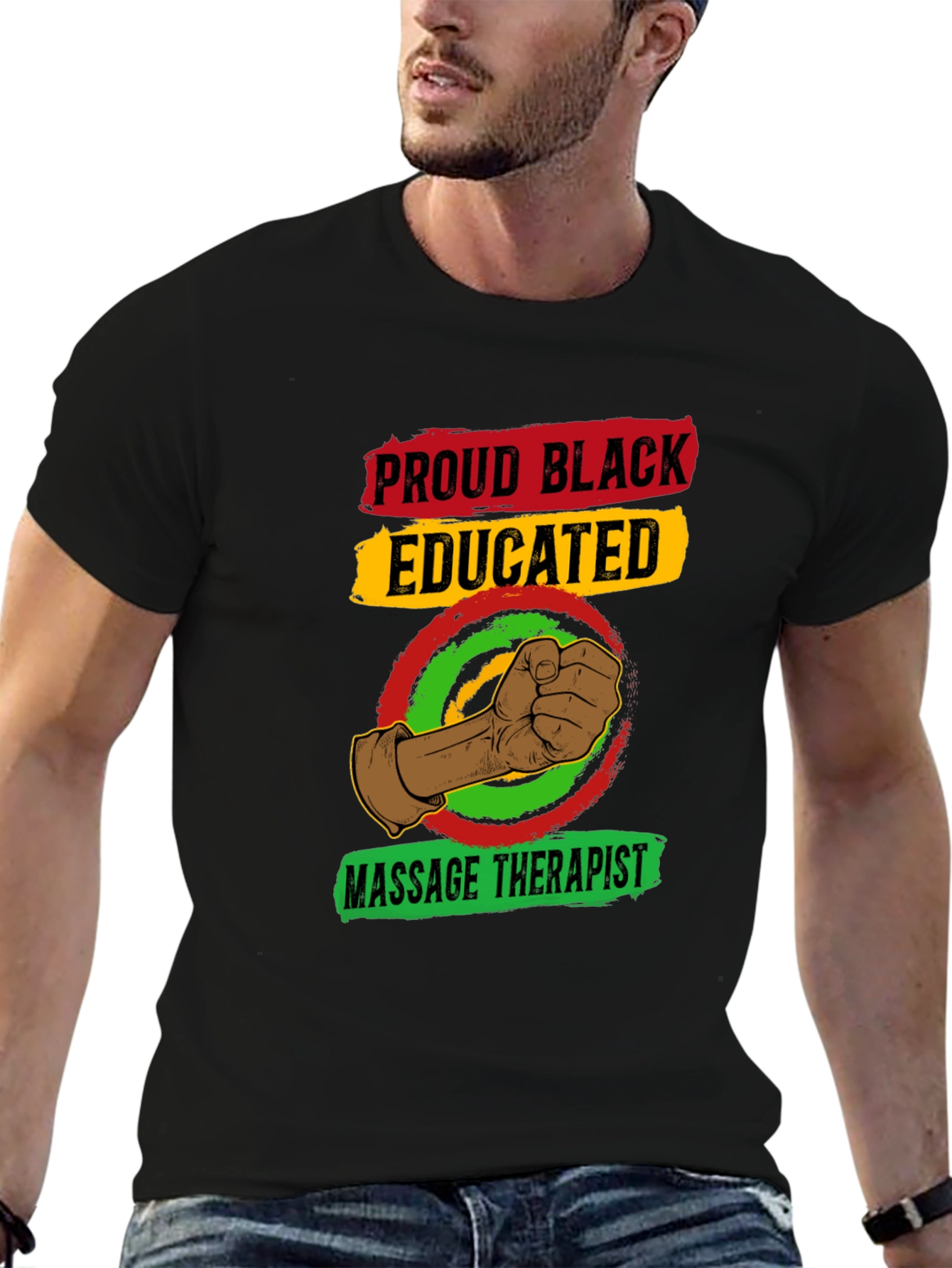Proud Black Educated Massage Therapist T-Shirt
