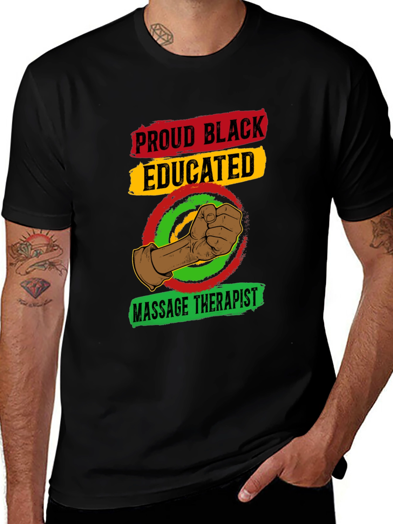 Proud Black Educated Massage Therapist T-Shirt