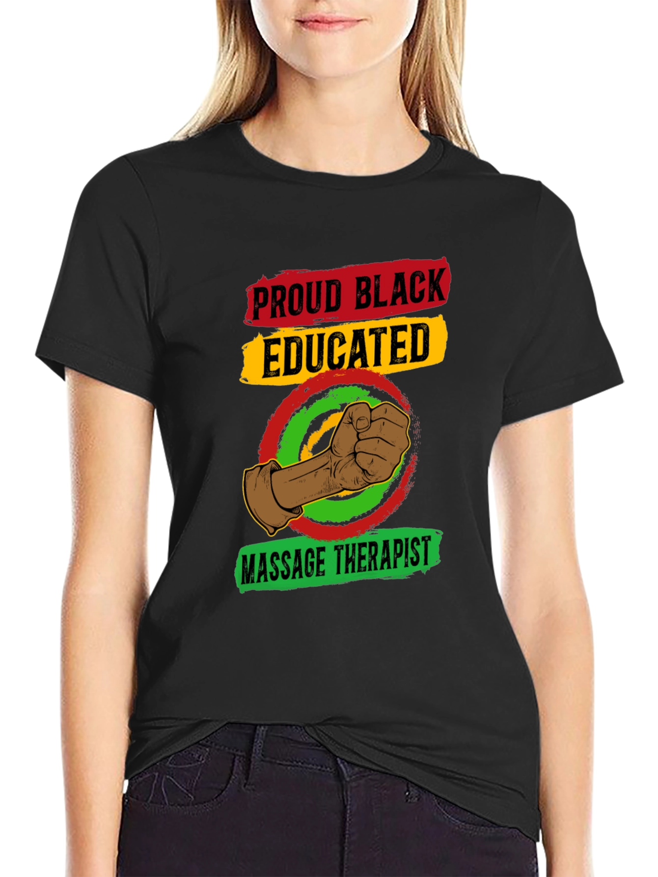 Proud Black Educated Massage Therapist T-Shirt