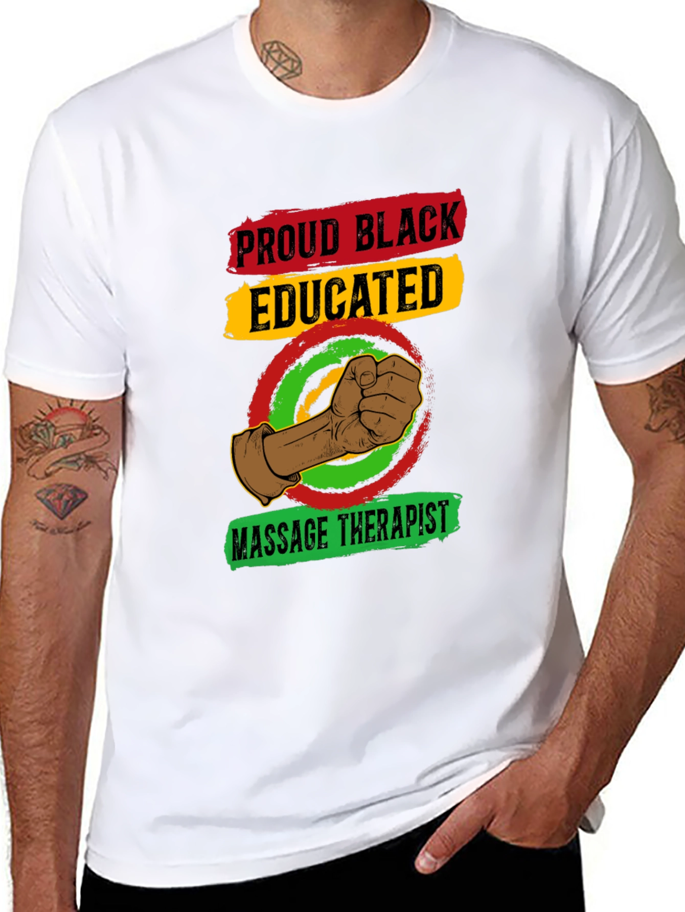 Proud Black Educated Massage Therapist T-Shirt