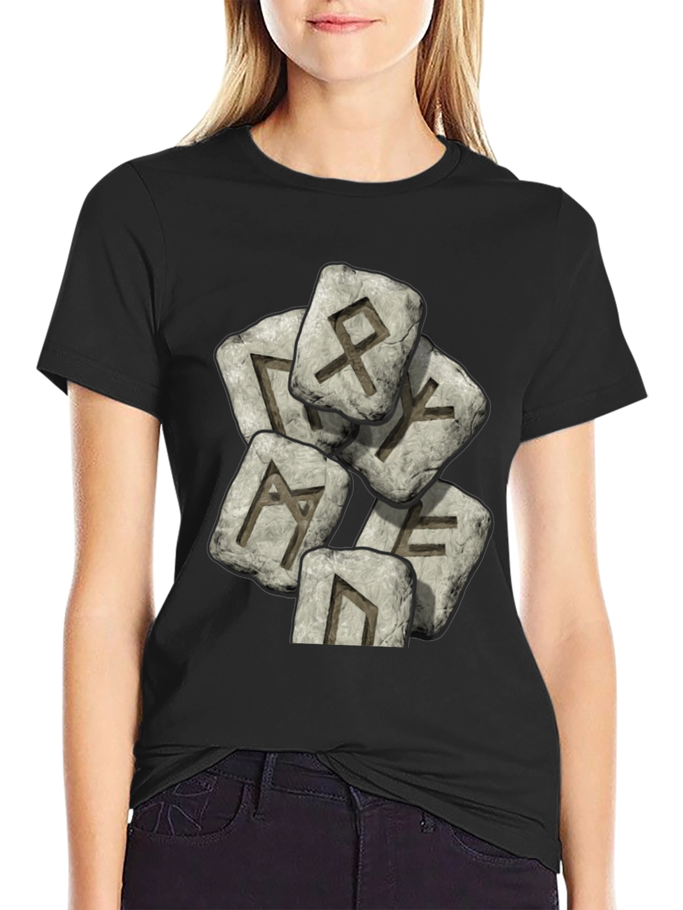 Rune Stone Graphic T-Shirt - Black