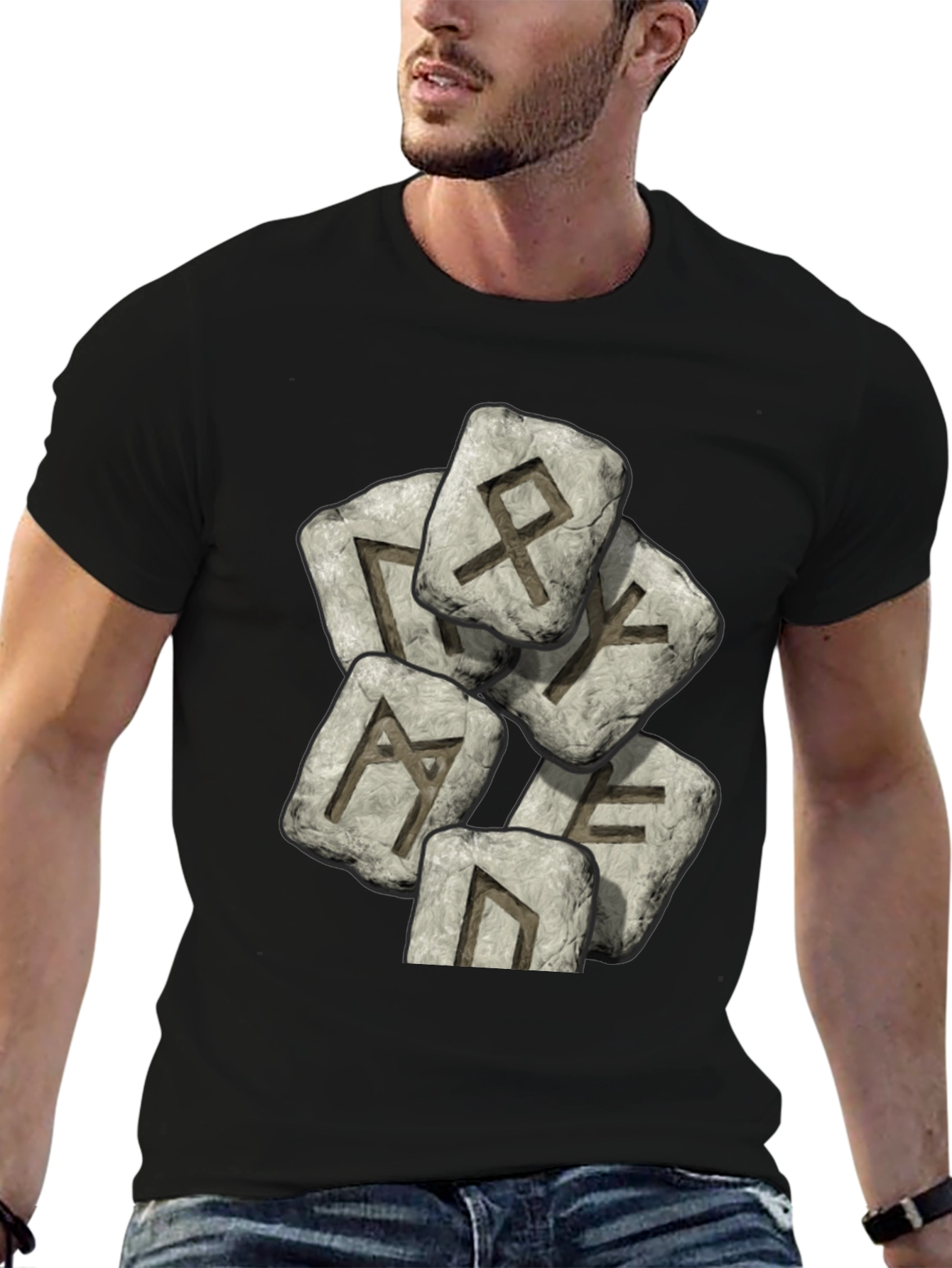 Rune Stone Graphic T-Shirt - Black