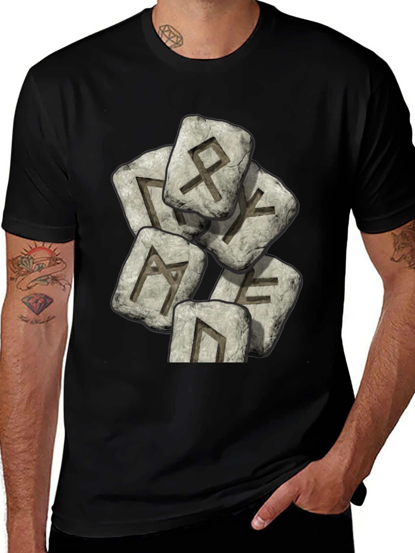 Rune Stone Graphic T-Shirt - Black