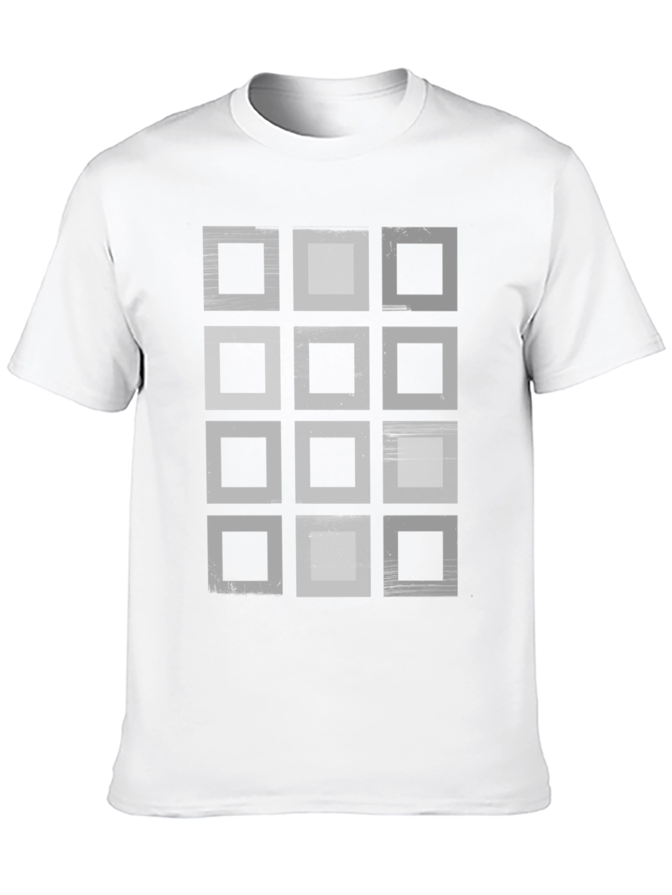Abstract Geometric Squares Graphic Print Black T-Shirt