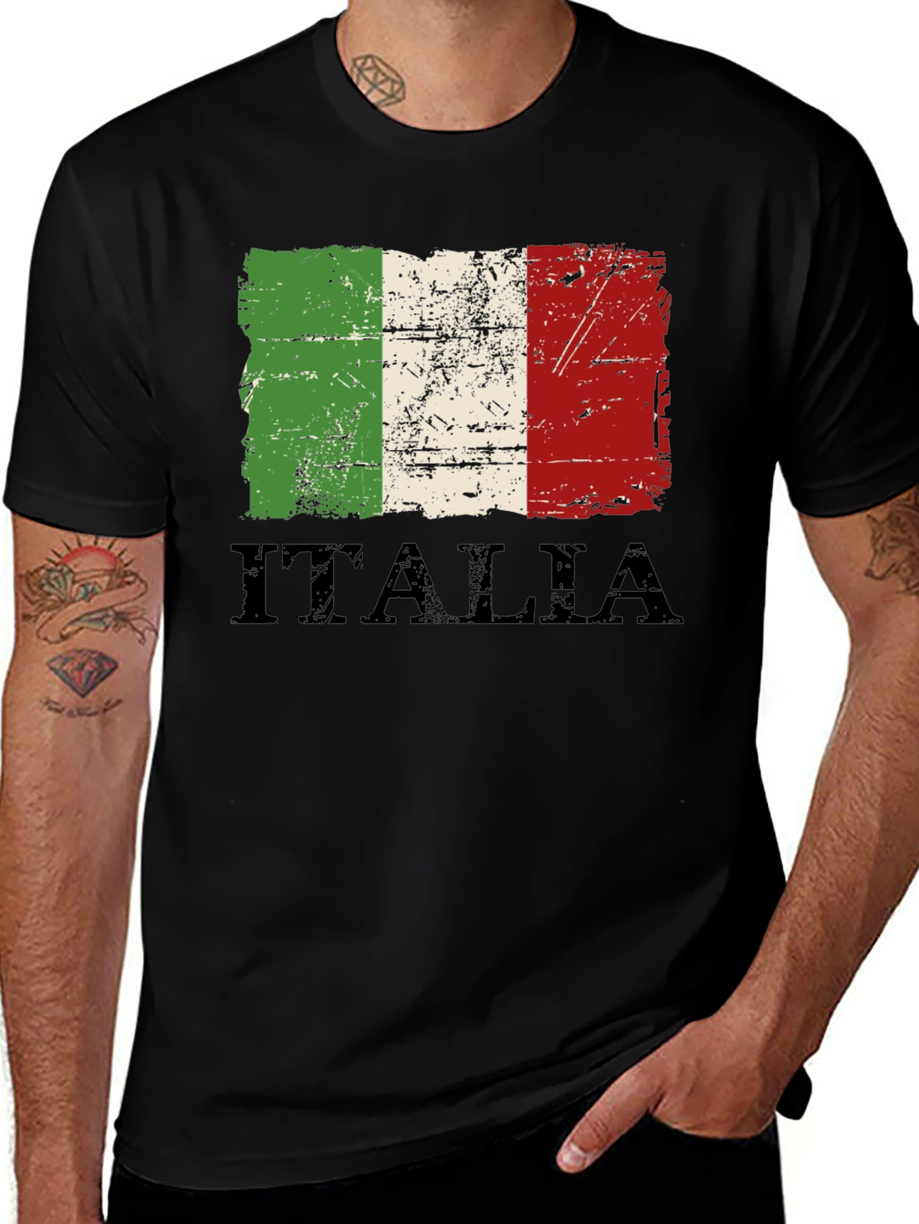 Italia Flag Distressed Graphic T-Shirt